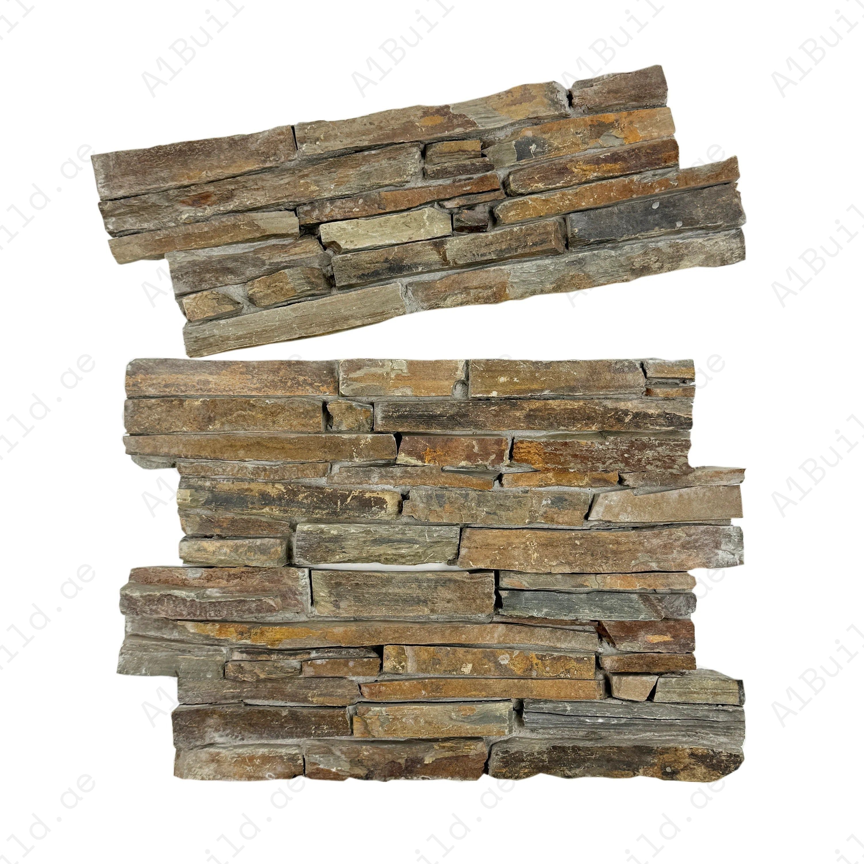 Timeless Nature S1120 Light, Walnut & Chocolate Brown Slate Wall Cladding – durable stone panels ideal for walls, interiors, feature areas, and commercial spaces.