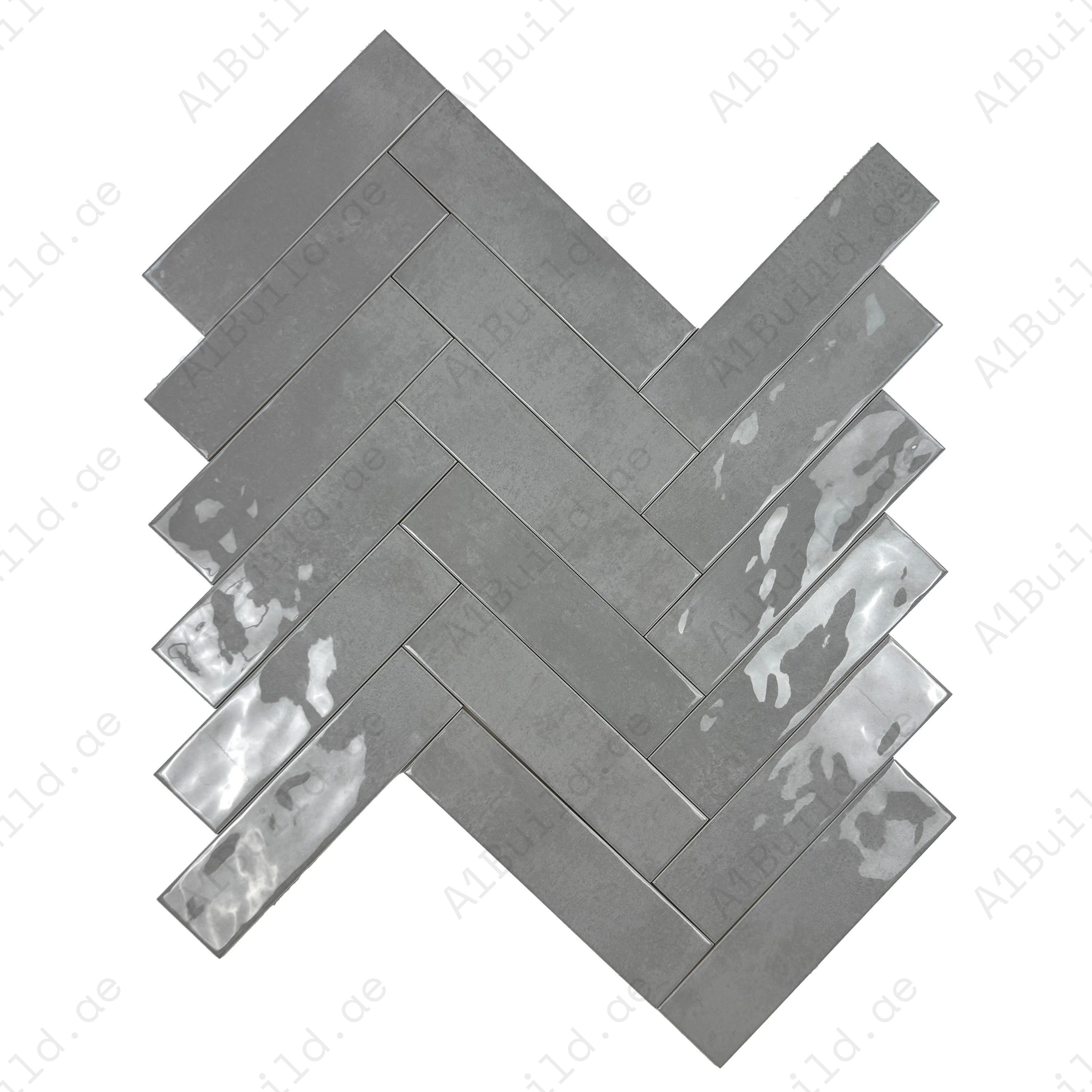 Tonal Symphony Cement Grey Glossy Ceramic Artisanal Tile – premium, durable, and stylish tile perfect for walls, kitchens, bathrooms, and commercial interiors.