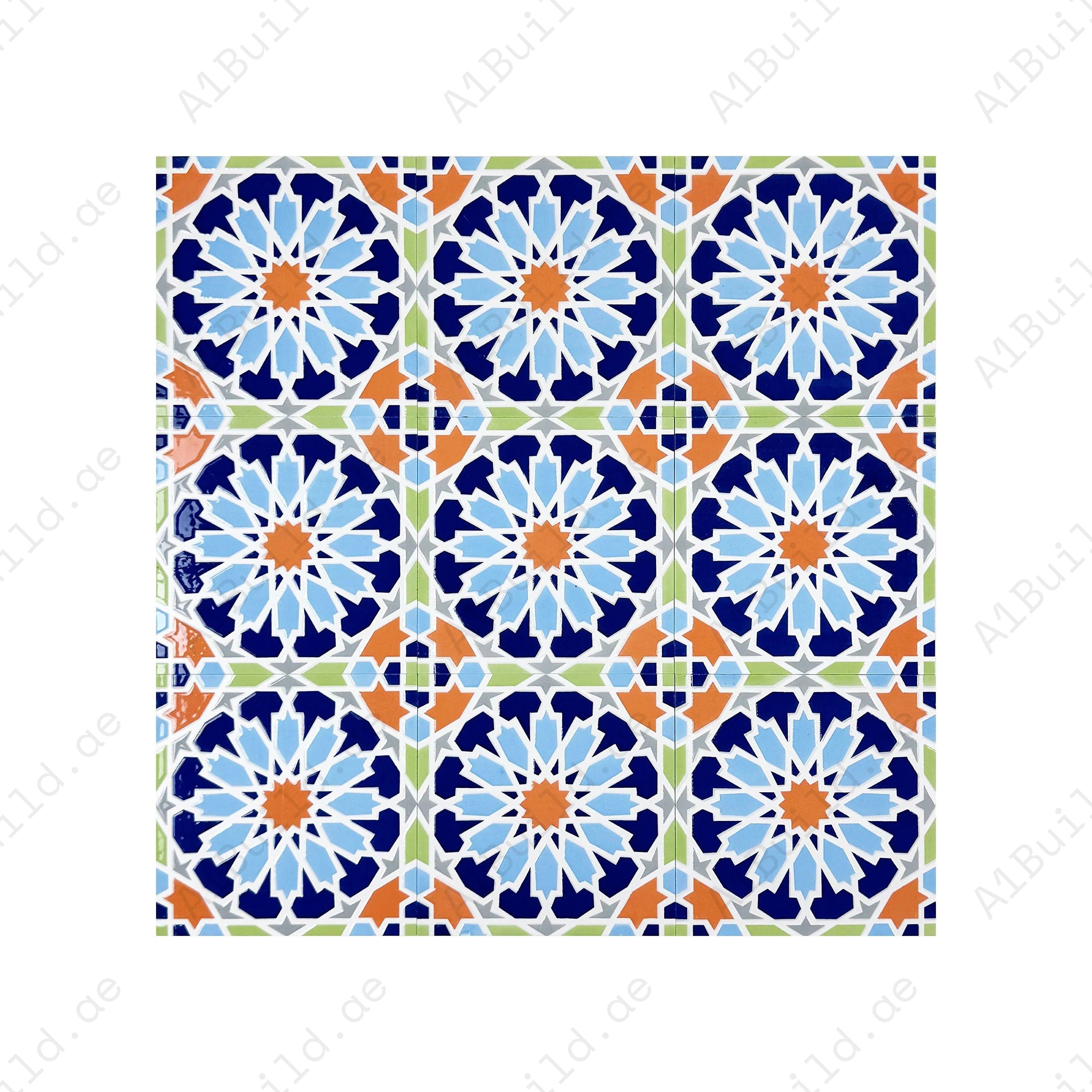 Transform spaces with Royal Souk Moroccan Glossy Ceramic Tile Pattern 203. Perfect 200x200mm design for walls, floors, kitchens, and stylish bathrooms.