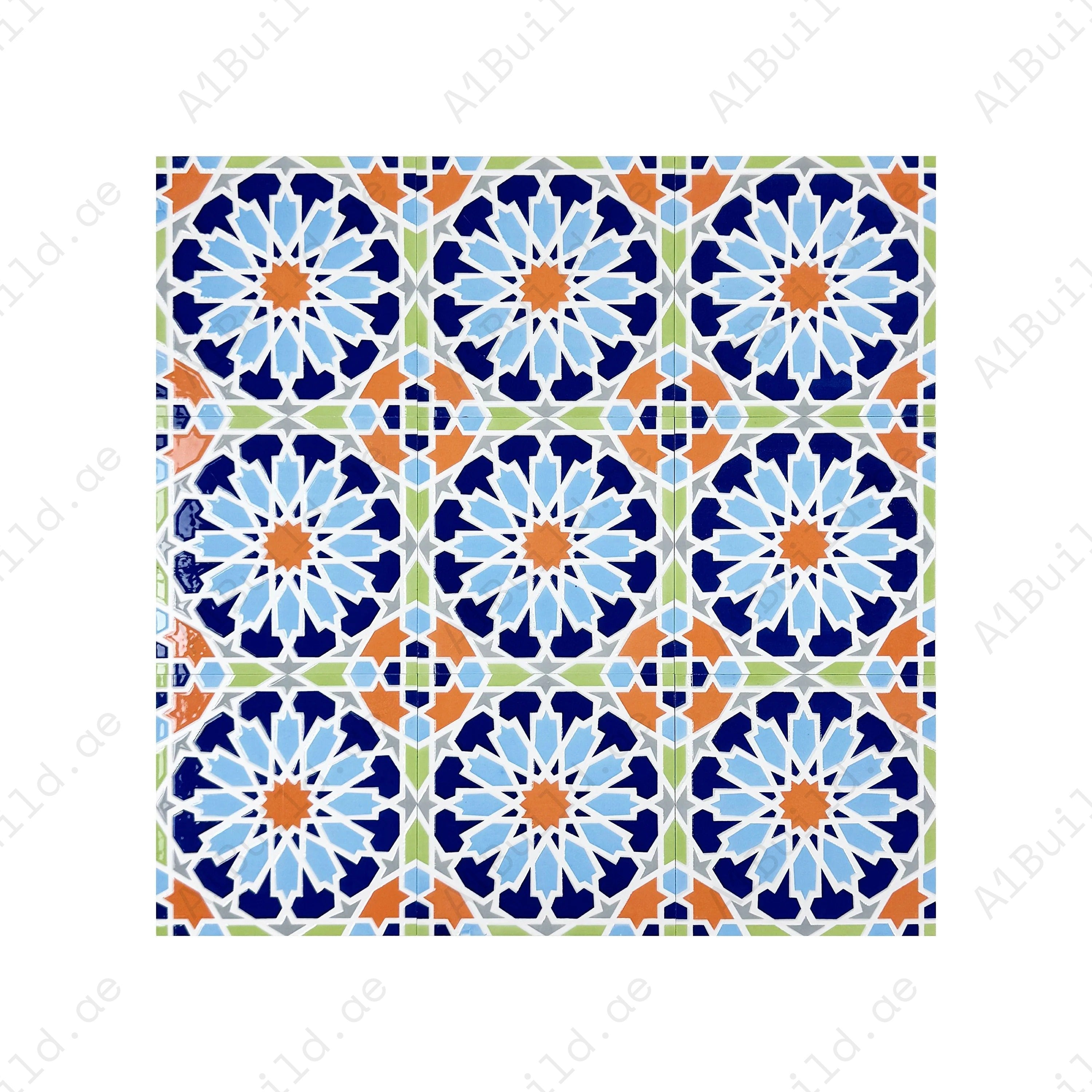 Transform spaces with Royal Souk Moroccan Glossy Ceramic Tile Pattern 203. Perfect 200x200mm design for walls, floors, kitchens, and stylish bathrooms.