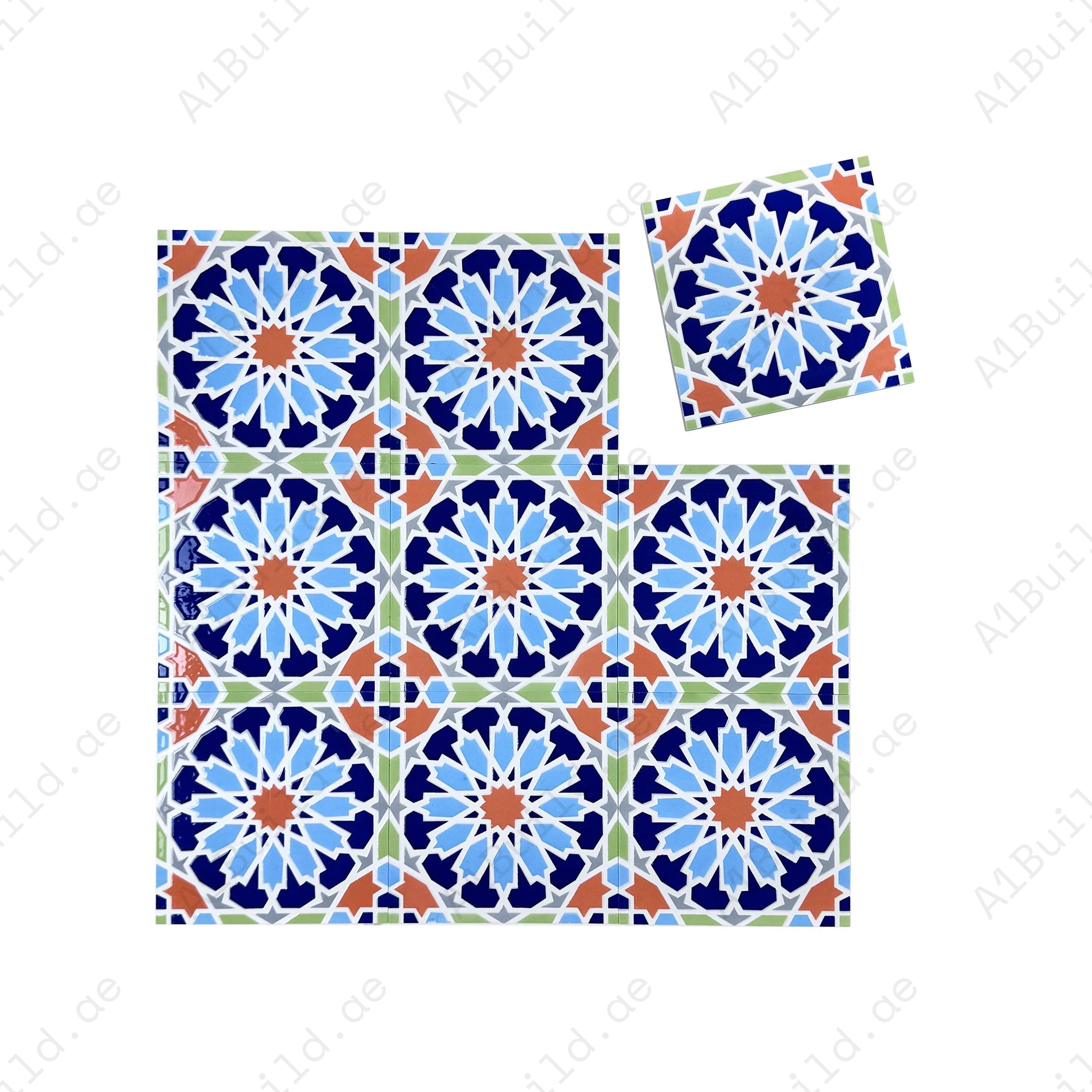 Transform spaces with Royal Souk Moroccan Glossy Ceramic Tile Pattern 203. Perfect 200x200mm design for walls, floors, kitchens, and stylish bathrooms.