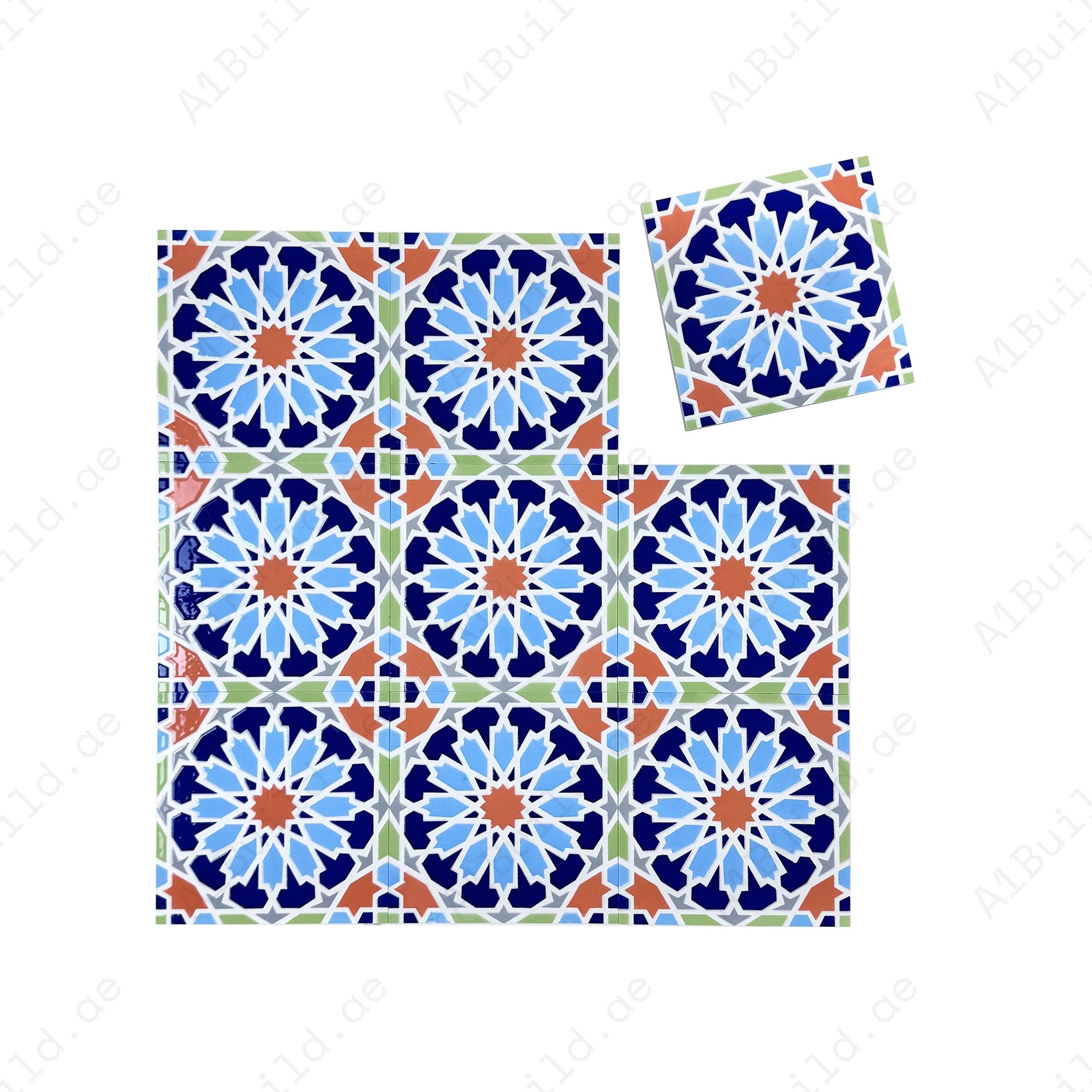 Transform spaces with Royal Souk Moroccan Glossy Ceramic Tile Pattern 203. Perfect 200x200mm design for walls, floors, kitchens, and stylish bathrooms.