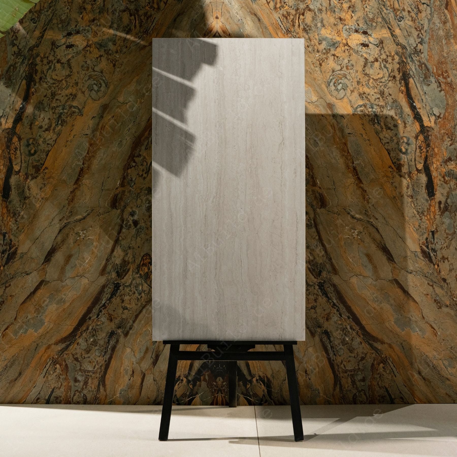 Travertino Crema matt porcelain tile 60x120cm x2mm with warm stone look, durable large format surface ideal for modern floors, walls and premium interiors.