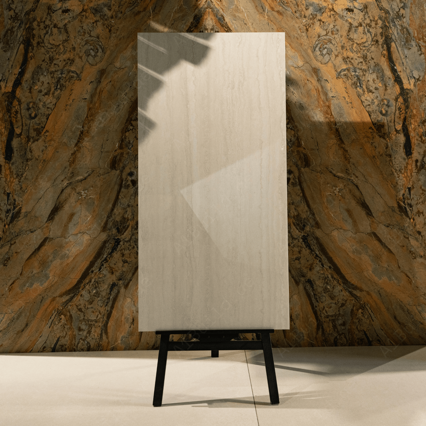 Travertino Mist porcelain tile 60x120cm 9mm thickness, light grey travertine look, durable porcelain tile for modern floors and walls.