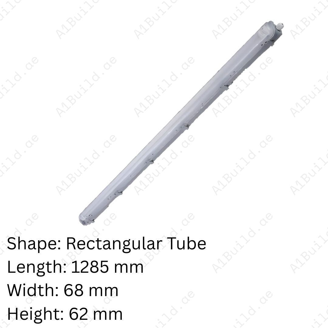 Durable Tri-Proof Housing ES-0800 for 1x120cm T8 tube. IP65 waterproof, PS cover, plastic clips, metal reflector, and HIPS body for industrial use.
