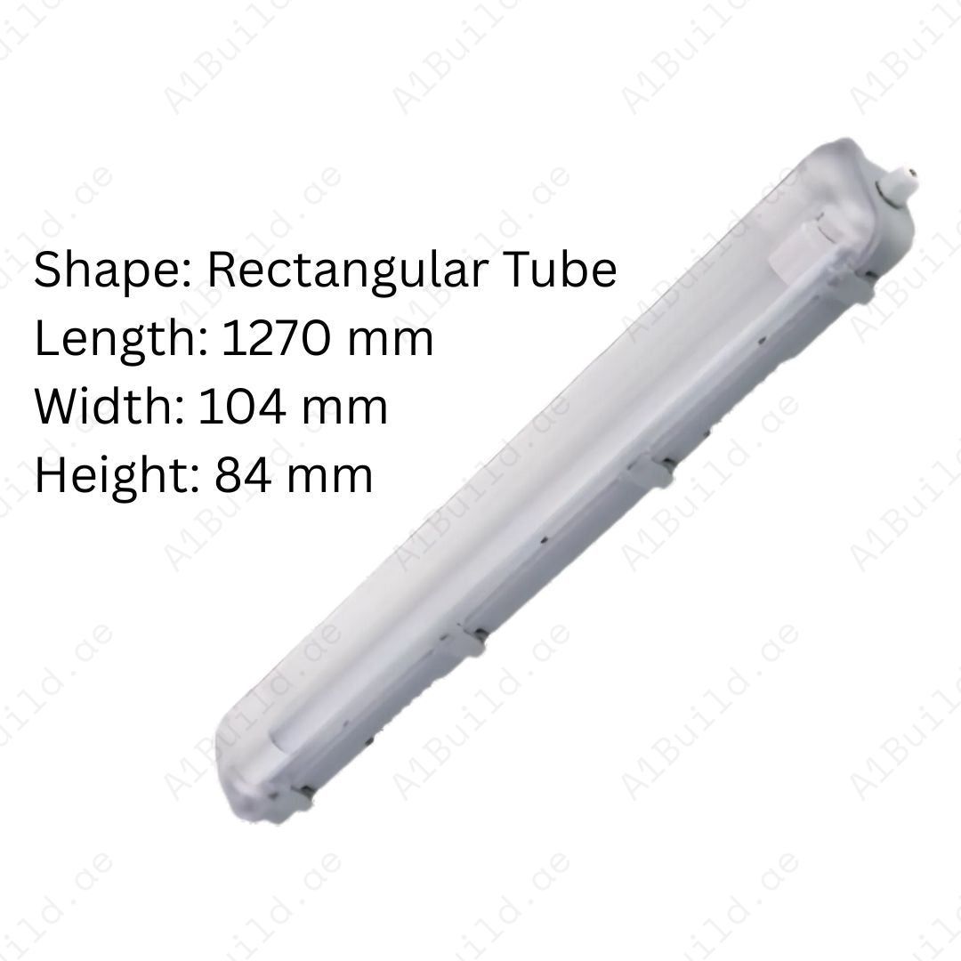 Durable Tri-Proof Housing for 2x120cm T8 double-end tubes. IP65 rated, HIPS body, PS cover & stainless steel clips. Perfect for industrial areas.