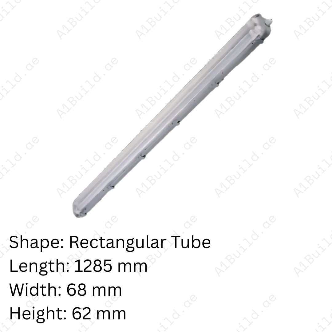 Durable Tri-Proof Housing for 2x120cm T8 tubes. IP65 rated, HIPS body, metal reflector, PS cover. Ideal for industrial, wet, and dusty areas.