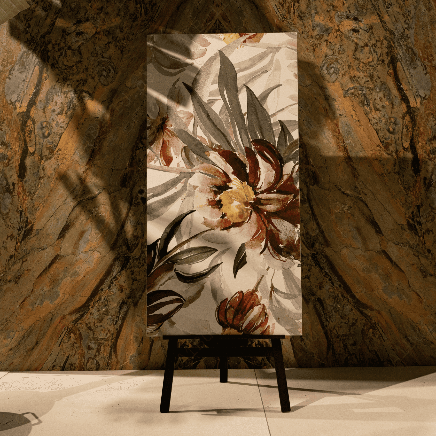 Hibiscus 60x120cm Glitter Matte Porcelain Tiles - Stylish Infinity Finish