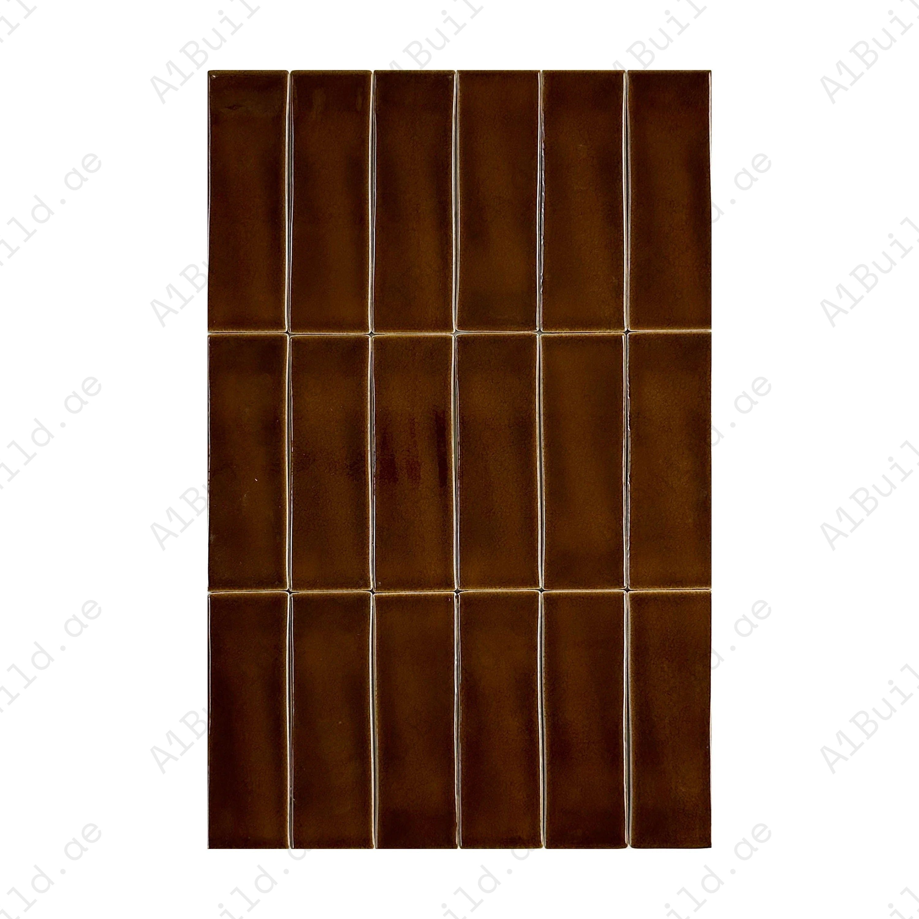 Upgrade interiors with Dark Coffee Glossy Porcelain Tiles. Durable, waterproof, scratch-resistant artisanal finish perfect for walls, floors & backsplashes.