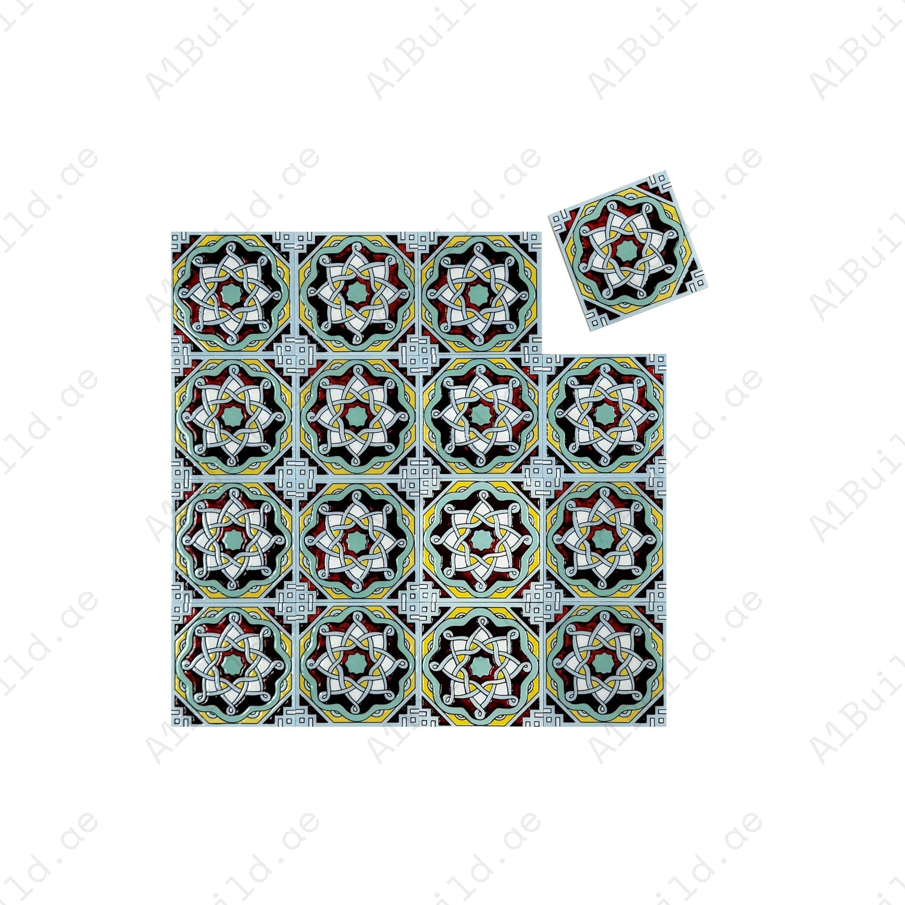 Upgrade interiors with Desert Jewel Moroccan Style Glossy Ceramic Tile Pattern 04. Durable ceramic tiles with glossy finish, ideal for walls, floors & backsplashes.