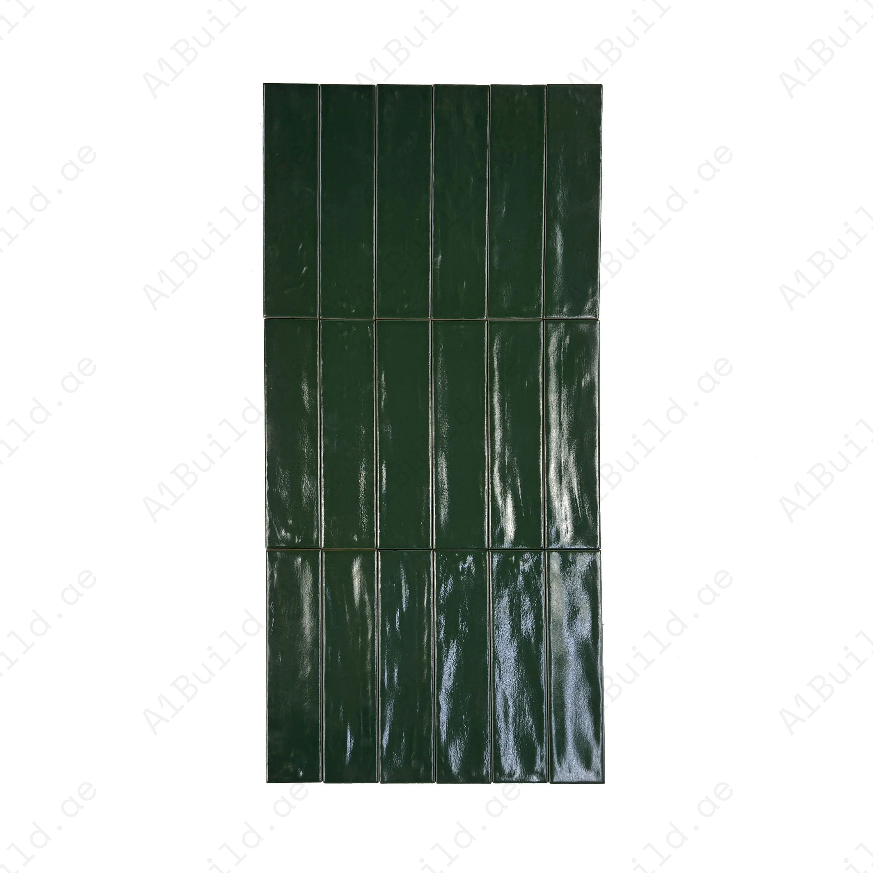 Upgrade interiors with Pearl Luxe Dark Green Pearlescent Ceramic Tiles Durable, waterproof, scratch-resistant. Elegant for walls, floors, kitchens, bathrooms.