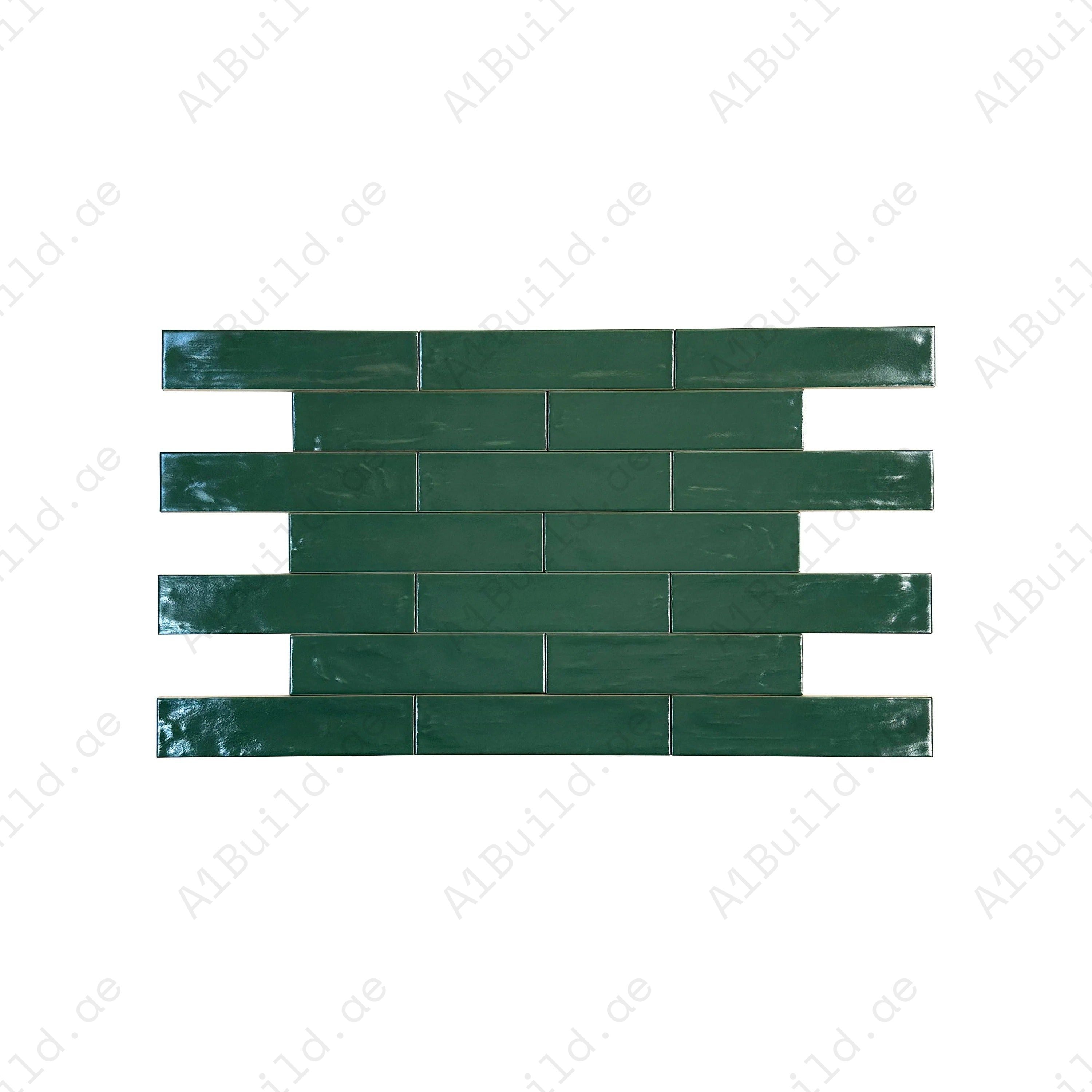 Upgrade interiors with Pearl Luxe Dark Green Pearlescent Ceramic Tiles Durable, waterproof, scratch-resistant. Elegant for walls, floors, kitchens, bathrooms.