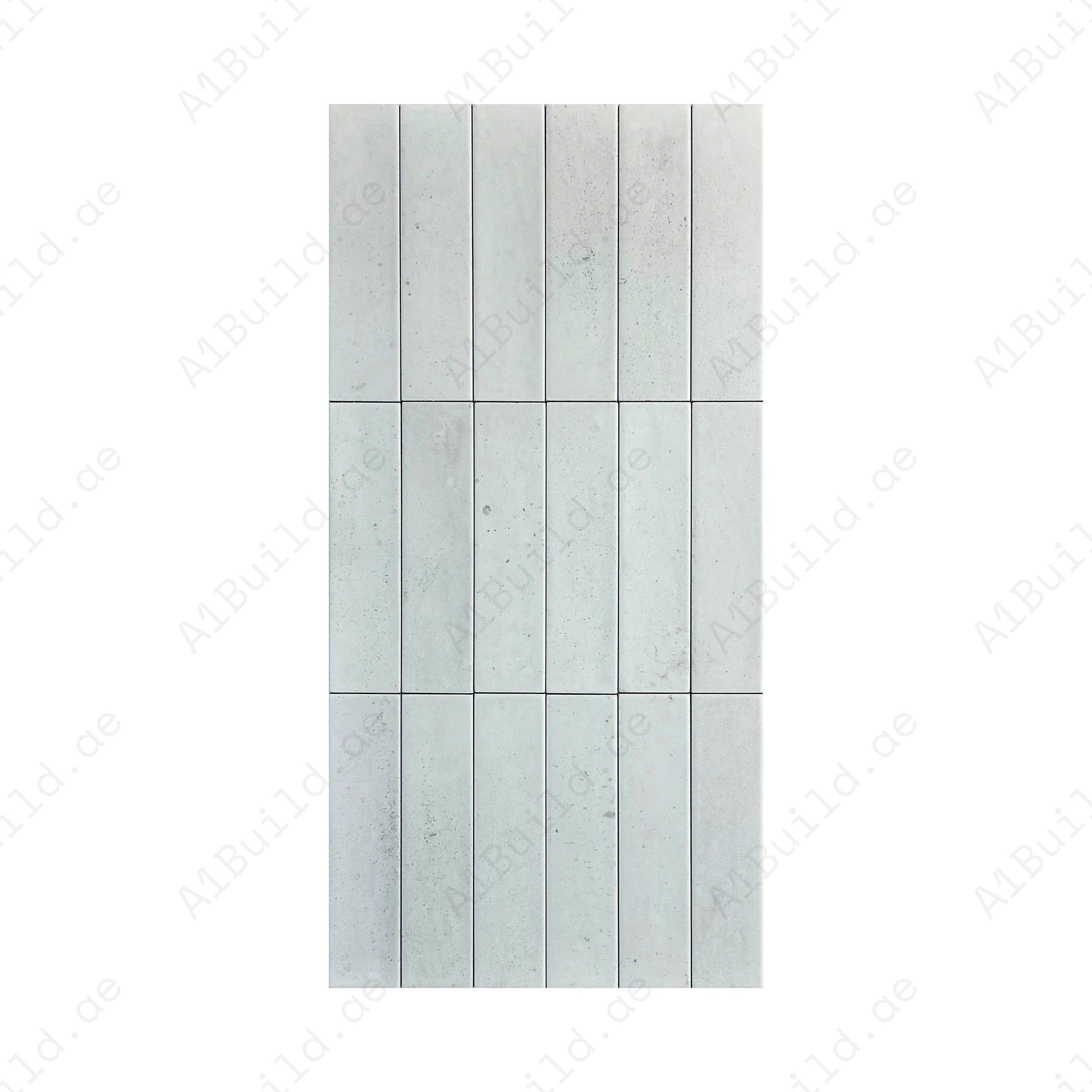 Upgrade interiors with White Matte Porcelain Artisanal Tile. Durable, water-resistant, and stylish long-strip design for walls, floors, kitchens, and bathrooms.
