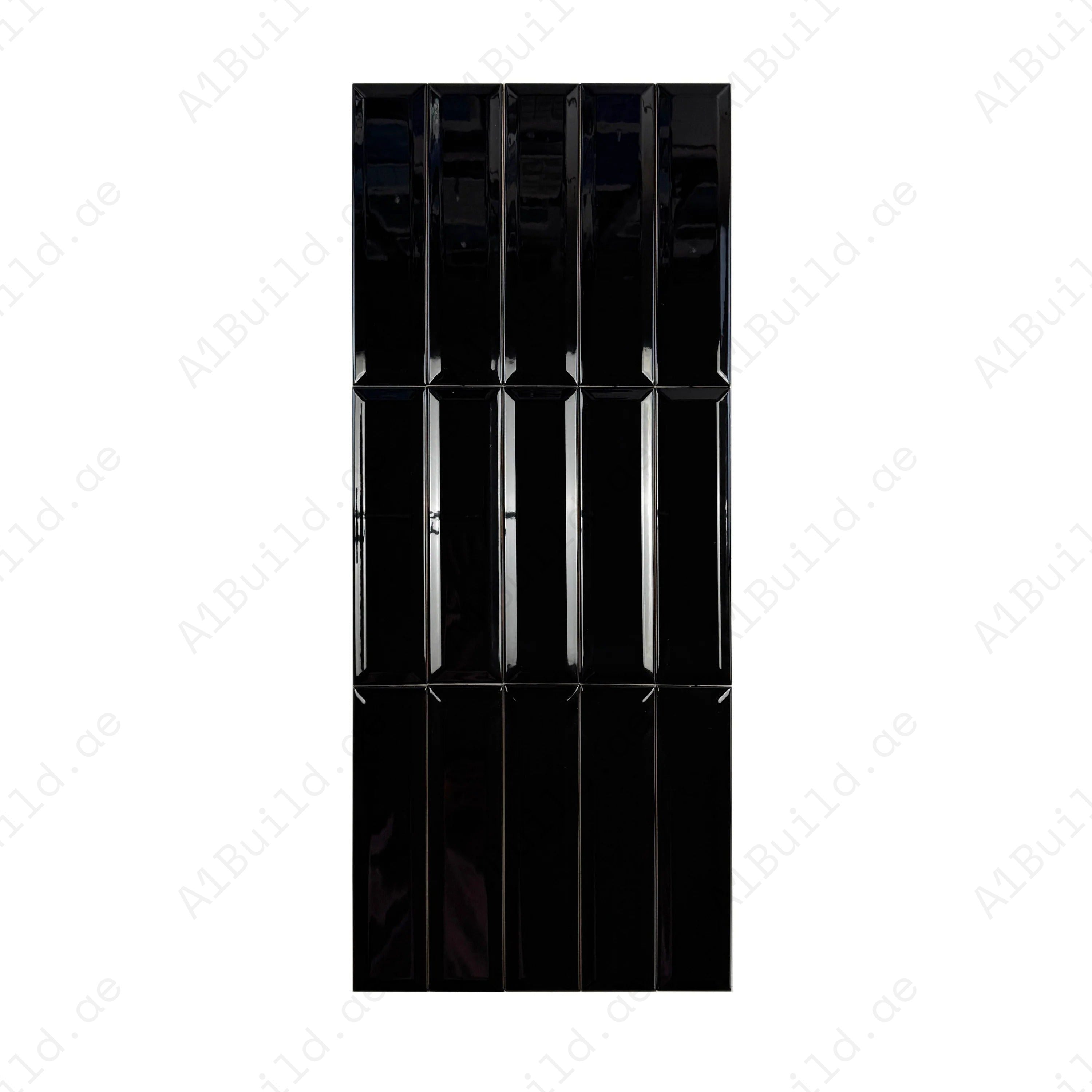 Upgrade interiors with the Urban Luxe Black Glossy Beveled Edge Ceramic Tile. A sleek choice for walls, kitchens, and bathrooms with lasting elegance.