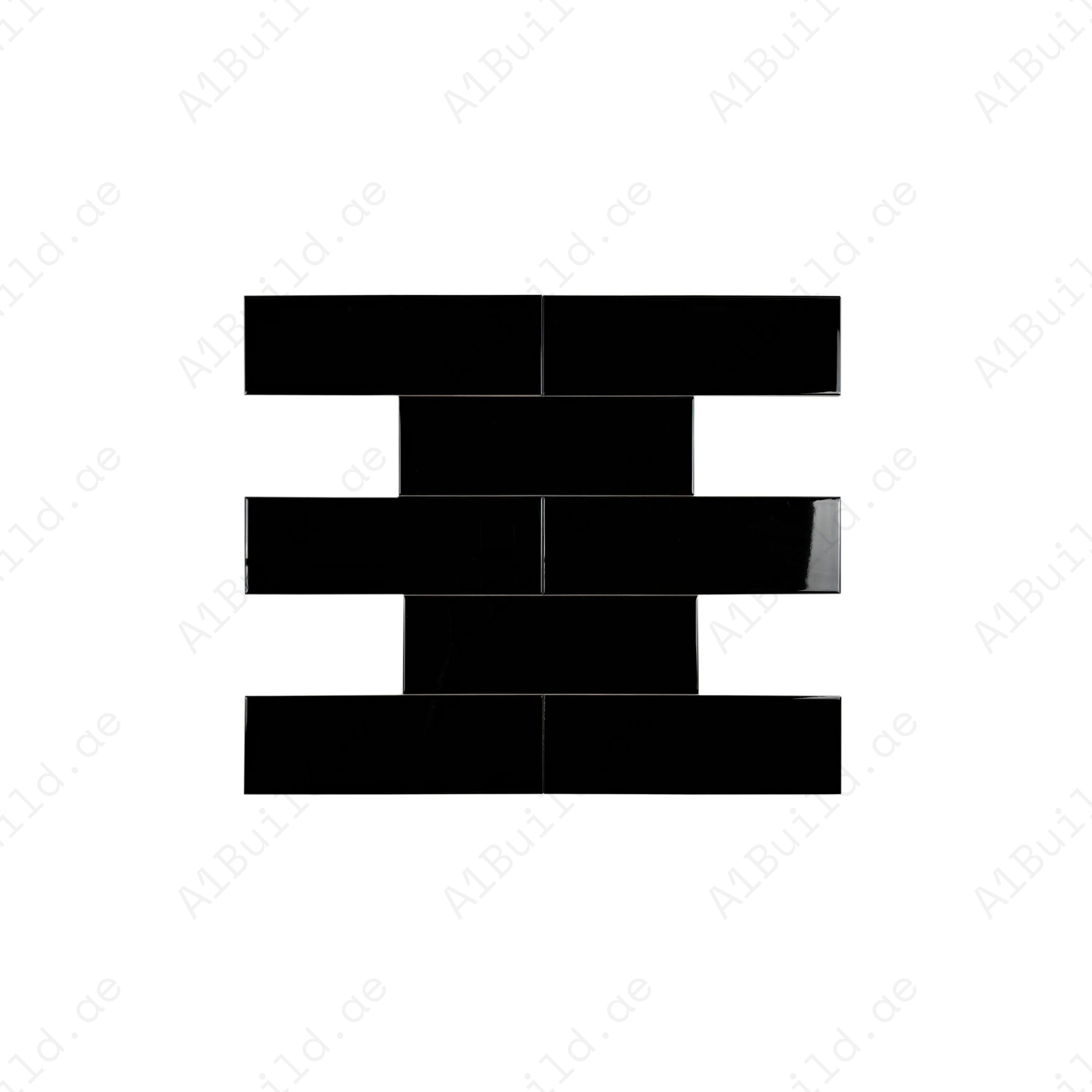 Upgrade interiors with the Urban Luxe Black Glossy Flat Ceramic Tile (100x300mm). Perfect for walls, kitchens, and bathrooms, durable with a sleek shine.