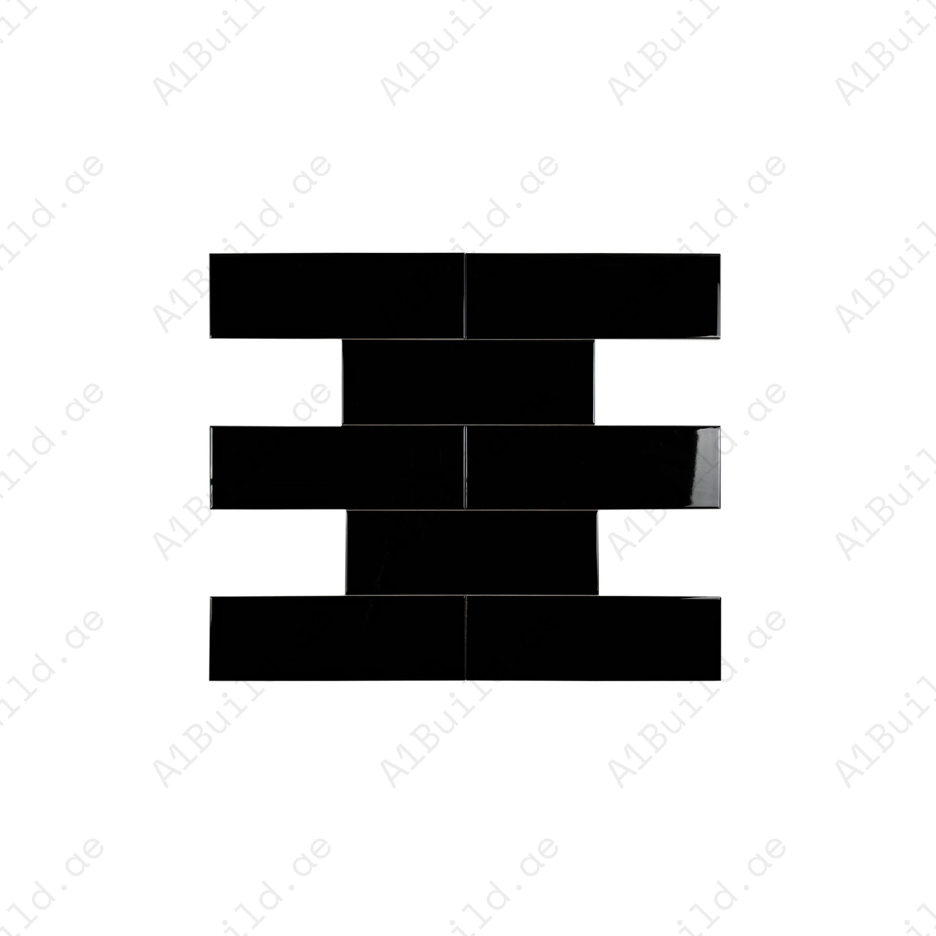 Upgrade interiors with the Urban Luxe Black Glossy Flat Ceramic Tile (100x300mm). Perfect for walls, kitchens, and bathrooms, durable with a sleek shine.