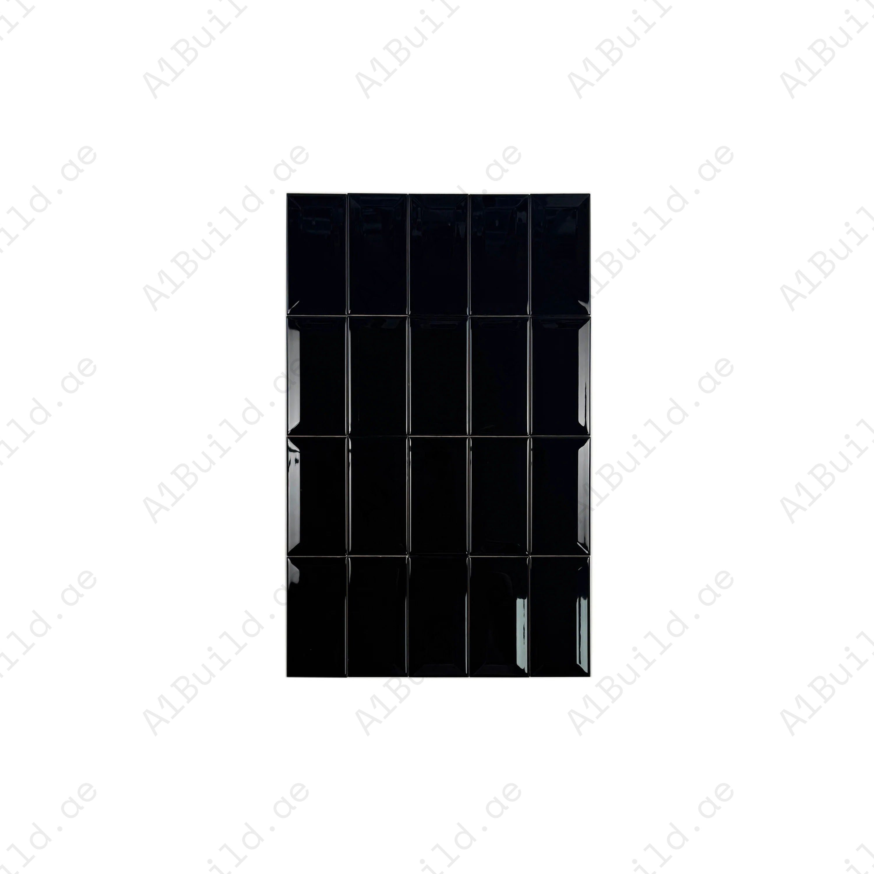 Upgrade interiors with the Urban Luxe Series Black Glossy Beveled Edge Ceramic Tile. Durable, stylish, and ideal for creating sophisticated modern walls.
