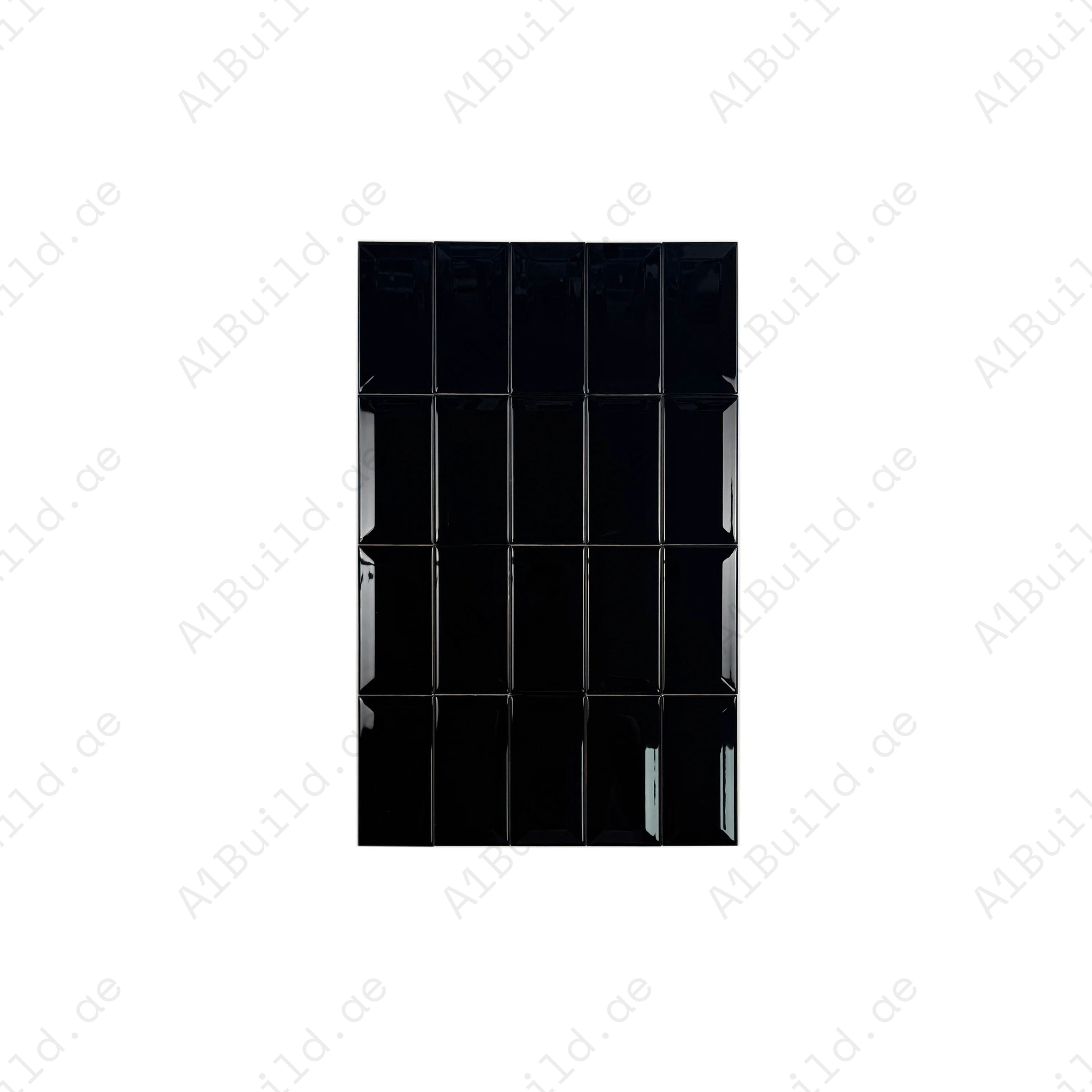 Upgrade interiors with the Urban Luxe Series Black Glossy Beveled Edge Ceramic Tile. Durable, stylish, and ideal for creating sophisticated modern walls.