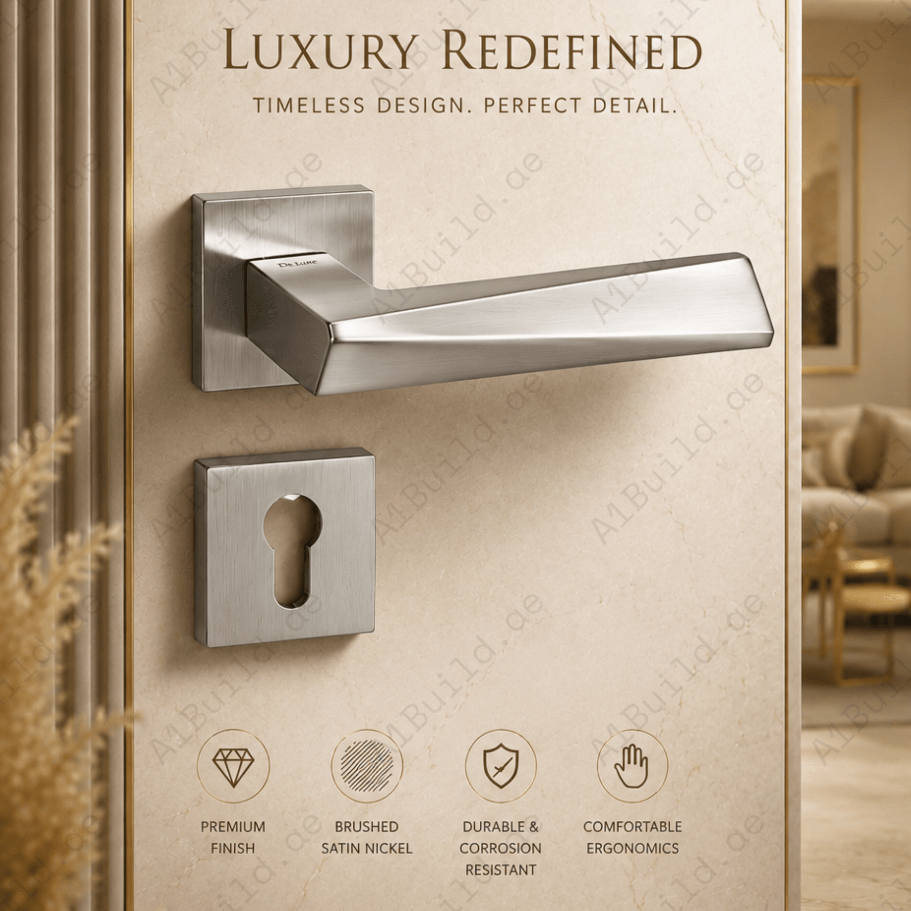 Upgrade interiors with the ZR180601 zinc alloy door handle in black and satin nickel PVD finish, featuring durability, style, and secure key locking for homes!