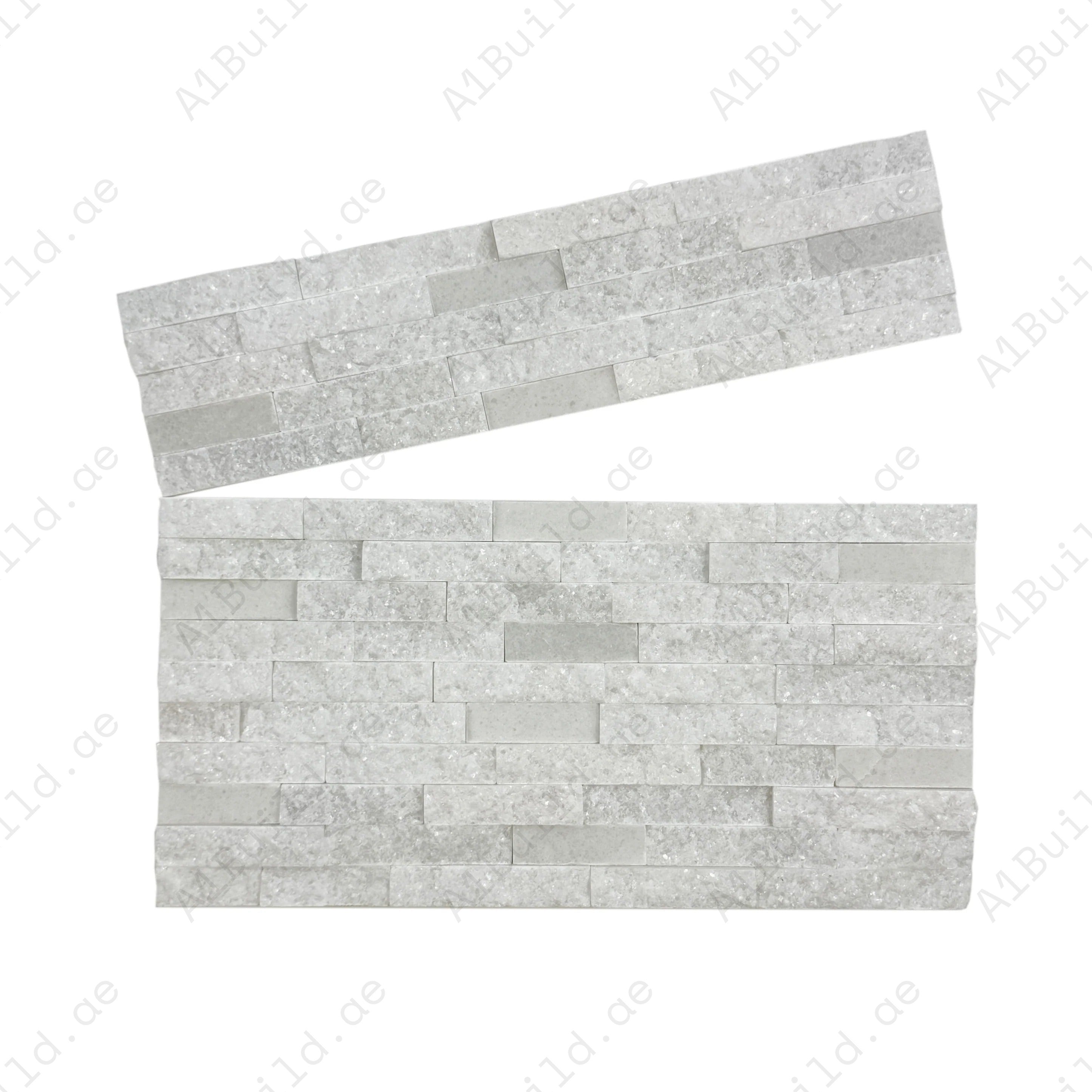 Upgrade spaces with Luxe Aura Crystal White marble cladding. Polished & split slate finish, durable & stylish for interior feature walls & outdoor facades.