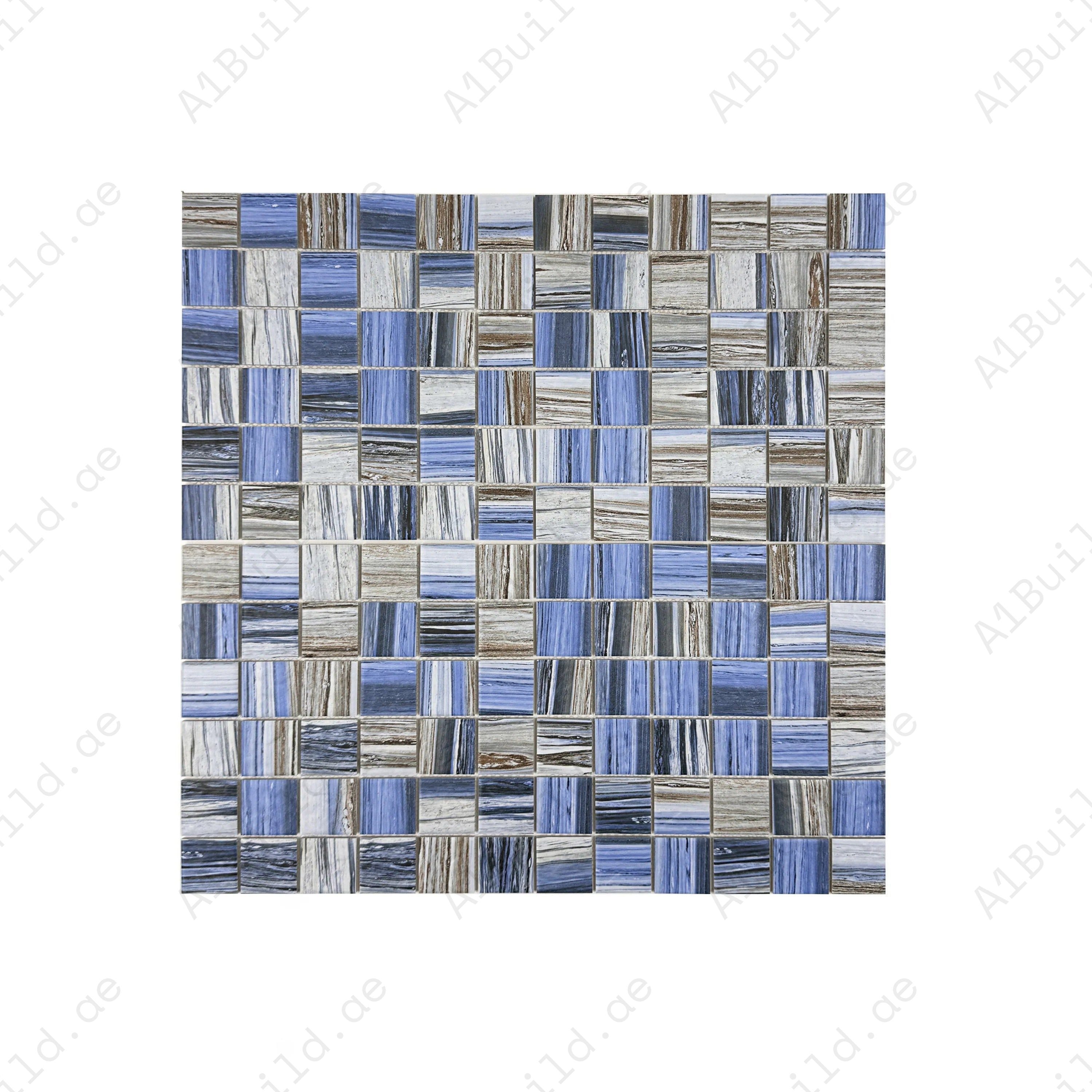 Upgrade spaces with Majestic Naturale Dark Blue & Milky White porcelain mosaic, durable 48x48mm tiles, perfect for pools, walls, spas & aquatic designs.