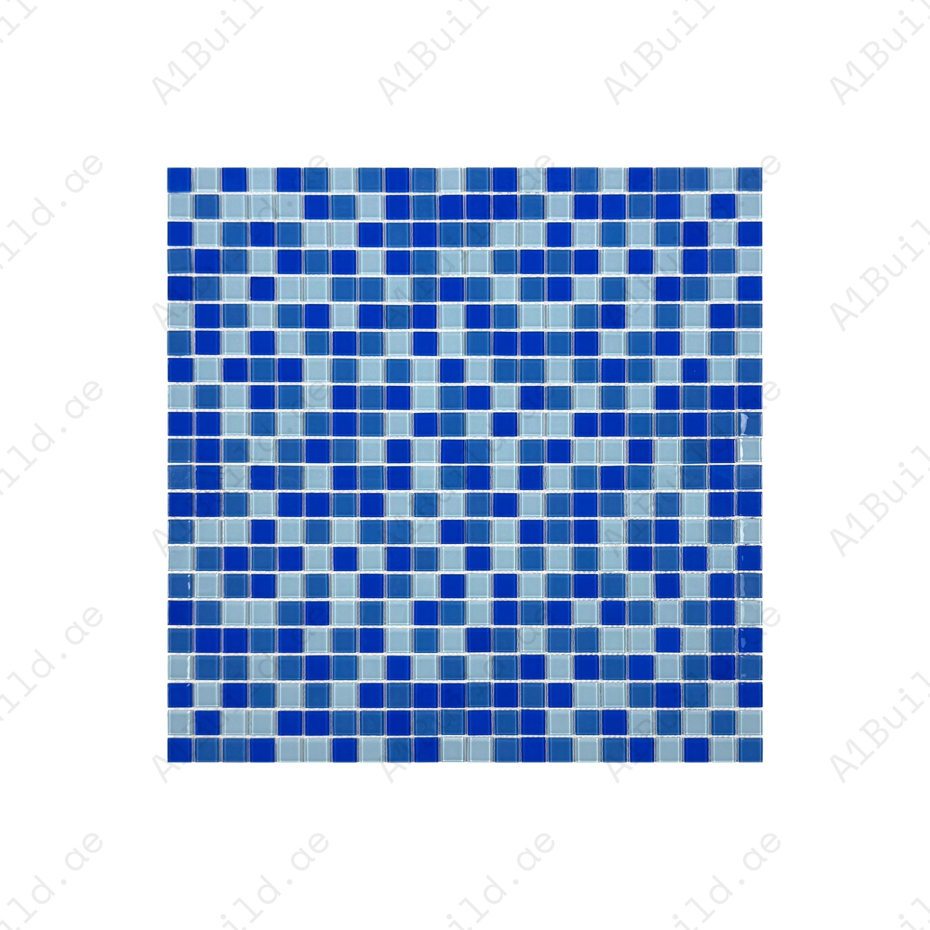 Upgrade your pool design with White, Sky Blue & Cobalt Blue crystal glass mosaic tiles. Durable, waterproof, and stylish for pools, spas, and feature walls.