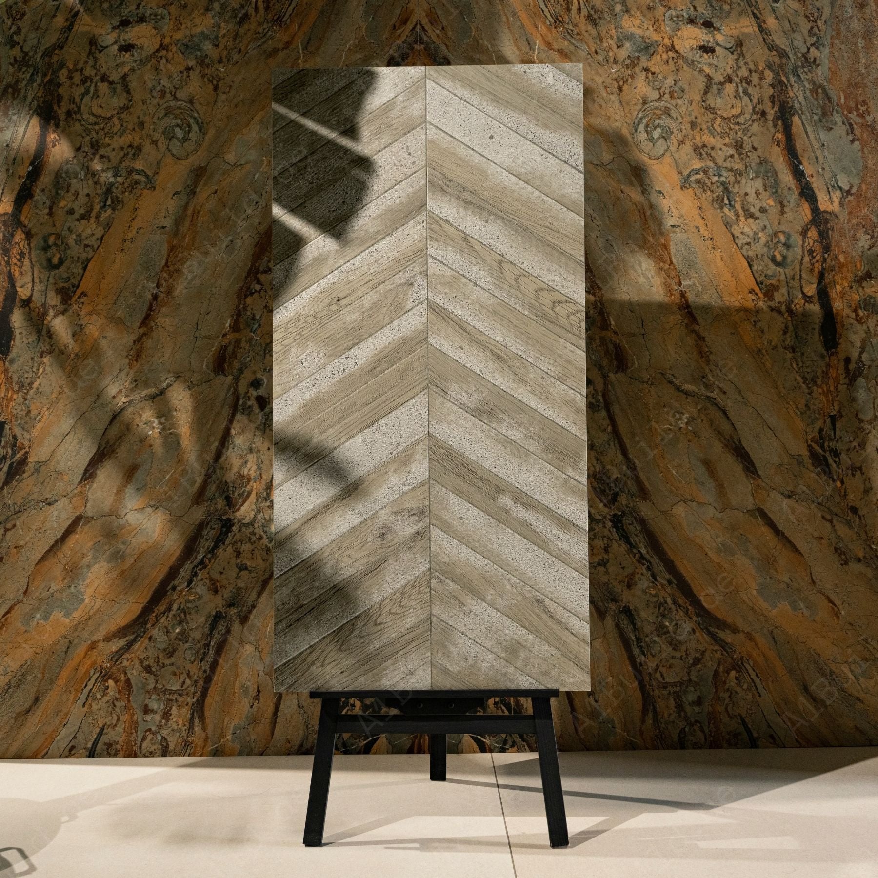 Urban Wood porcelain tile 60×120cm offers a realistic wood texture with porcelain durability, perfect for warm modern interiors and high-traffic areas.