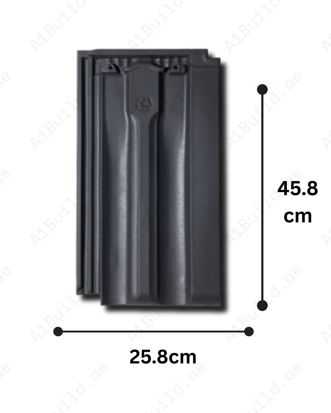 Virtus Ebano Roof Tile delivers strong weather resistance and elegant dark finish. Size 45.8×25.8 cm with straight bond laying. Premium durability guaranteed.