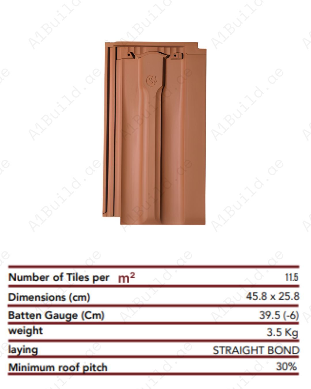 Virtus Natural Red Clay Roof Tile offers premium durability, straight bond laying, and weather resistance. Size 45.8×25.8 cm. Ideal for modern roofing.