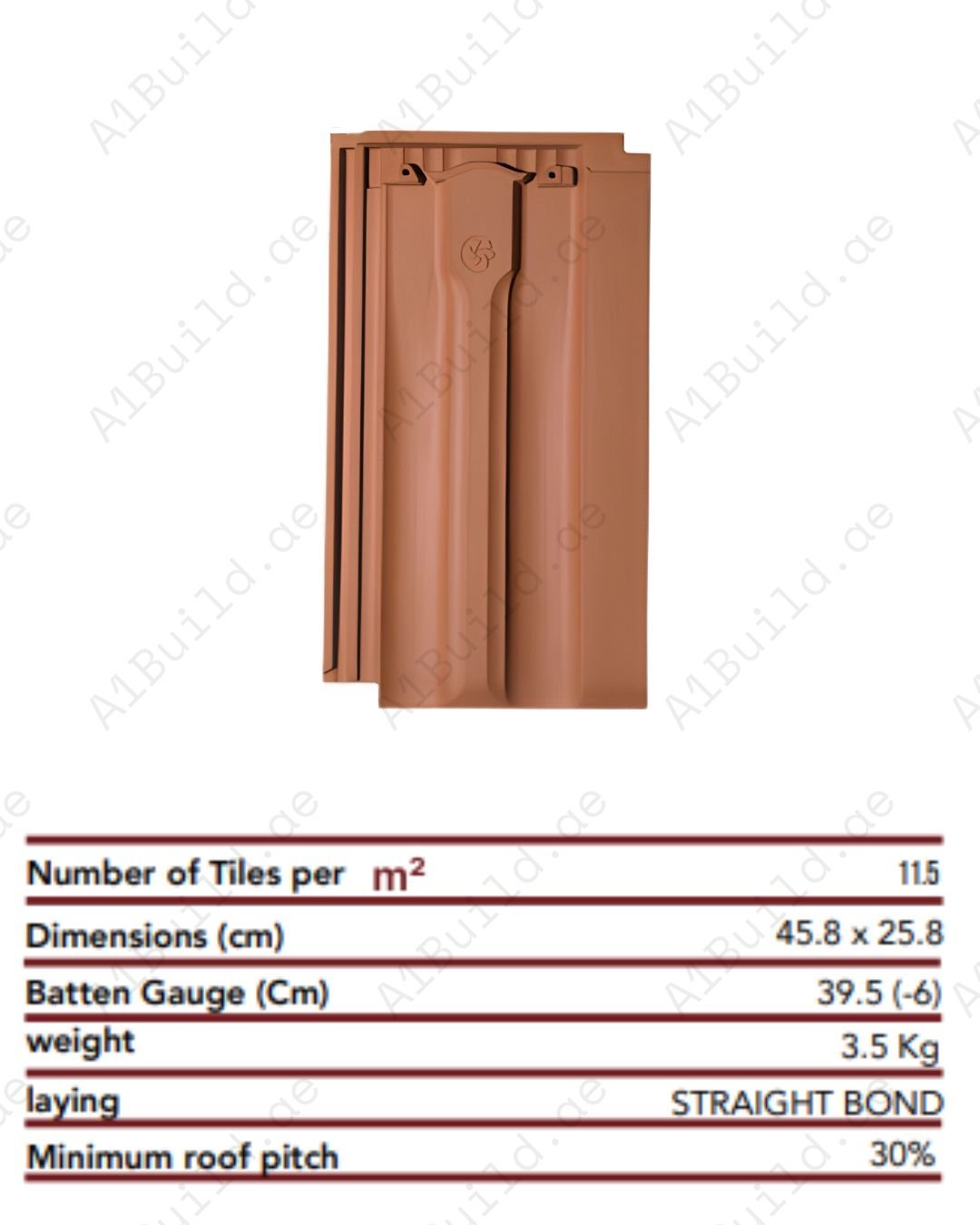 Virtus Natural Red Clay Roof Tile offers premium durability, straight bond laying, and weather resistance. Size 45.8×25.8 cm. Ideal for modern roofing.