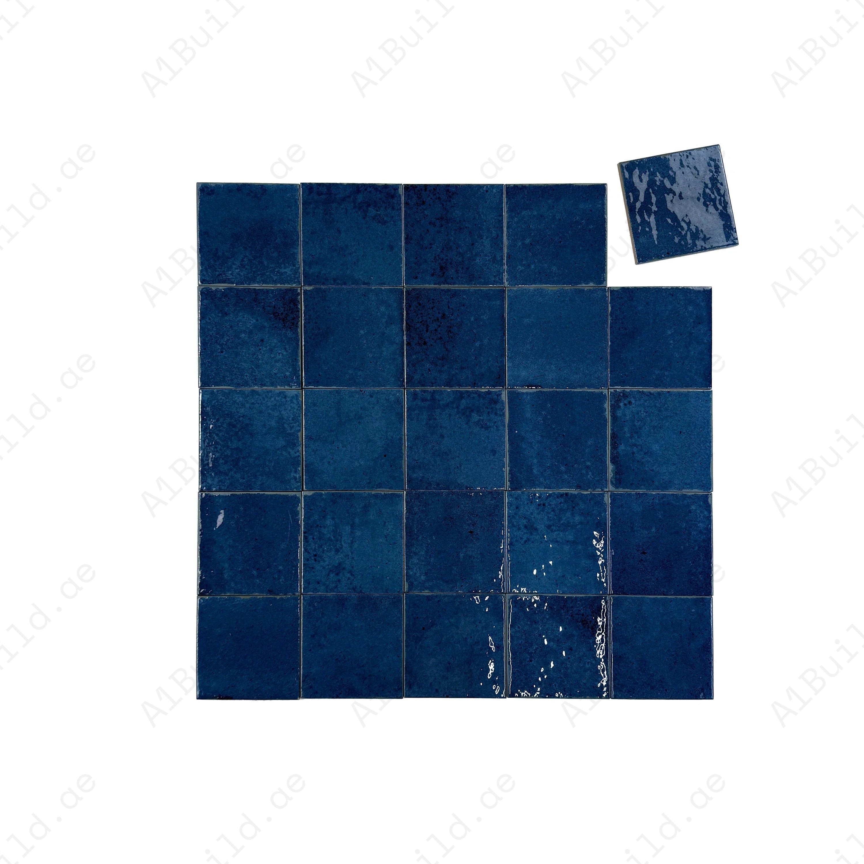 Vivid Blue glossy porcelain subway artisanal tile from Radiant Harmony. Durable, waterproof & elegant design, ideal for kitchen, bathroom & feature walls.