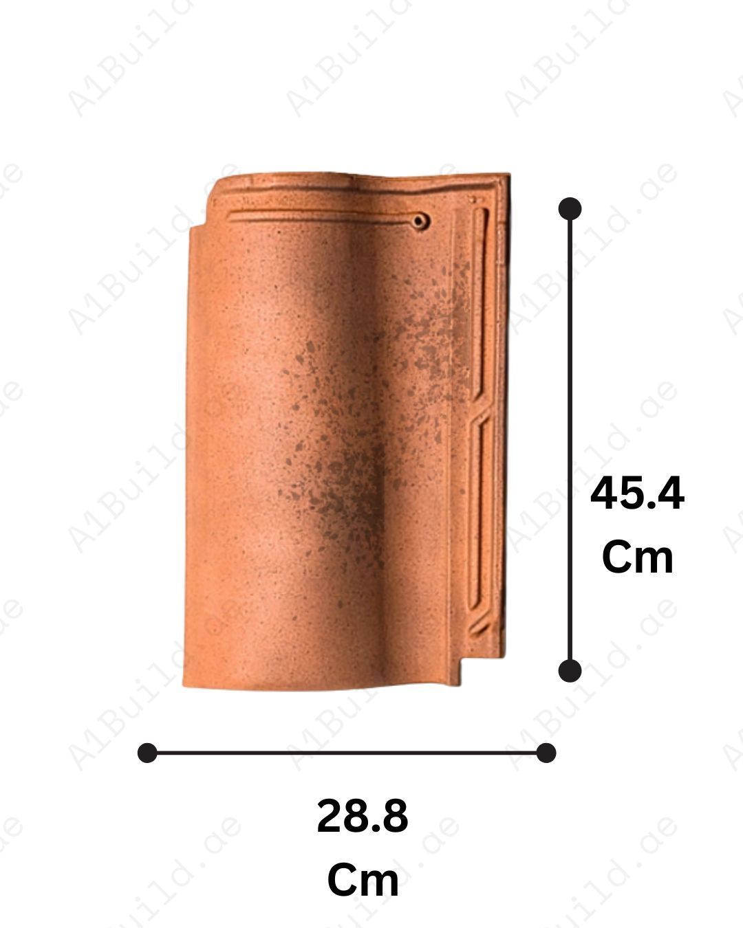 Vulcano roof tile in dark terracotta style — weather-resistant, durable, 50-year guarantee, 10.5 tiles per m². Modern bold roofing look.