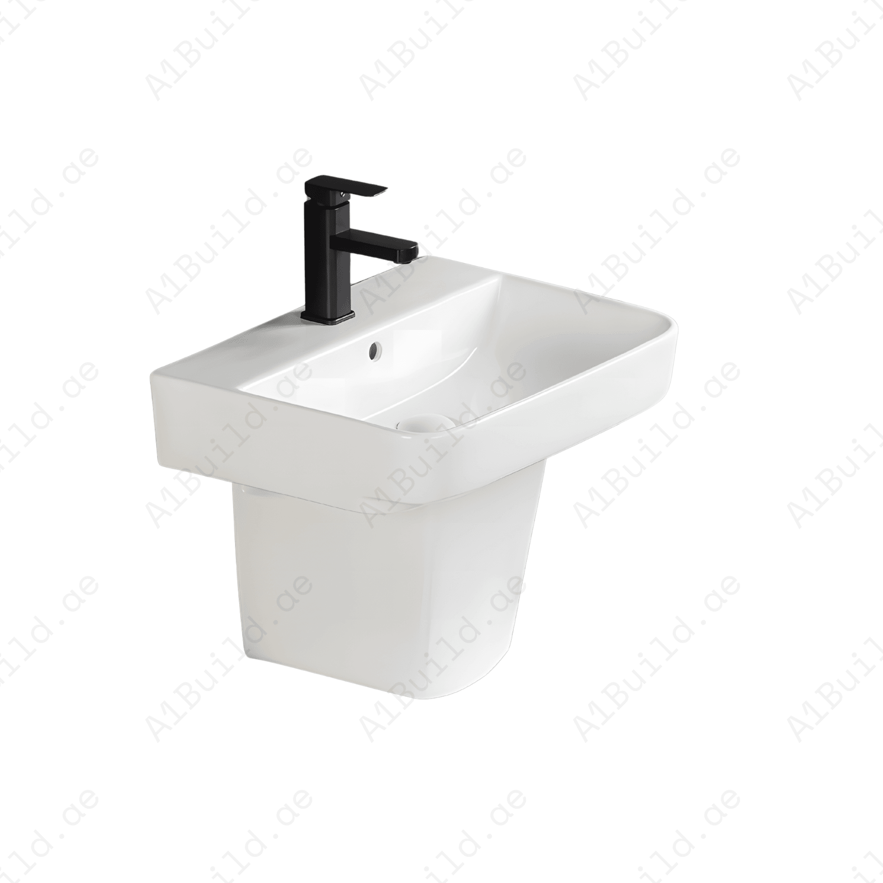 WALCL HUNG WASH BASIN WITH HALF PEDESTAL SIZE:540*450*400 mm