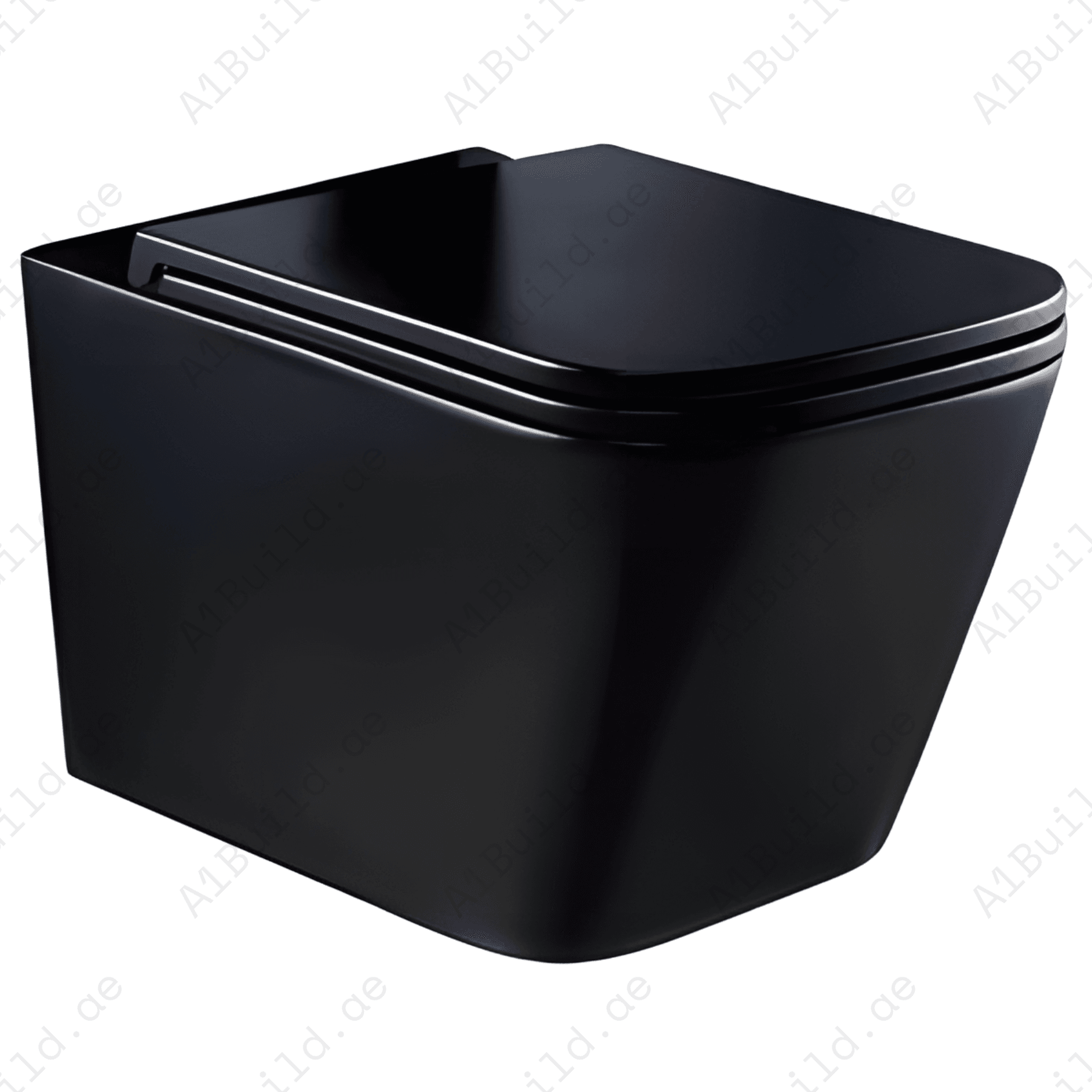 WALL HUNG W.C, SIZE: 510*345*340MM, MATT BLACK. STEINHEIM –UP SLIM: DUROPLAST SOFT- CLOSING SEAT AND COVER, MATT BLACK.