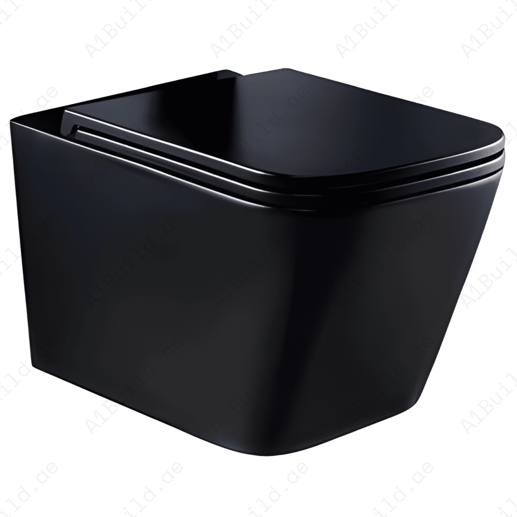 WALL HUNG W.C, SIZE: 510*345*340MM, MATT BLACK. STEINHEIM –UP SLIM: DUROPLAST SOFT- CLOSING SEAT AND COVER, MATT BLACK.