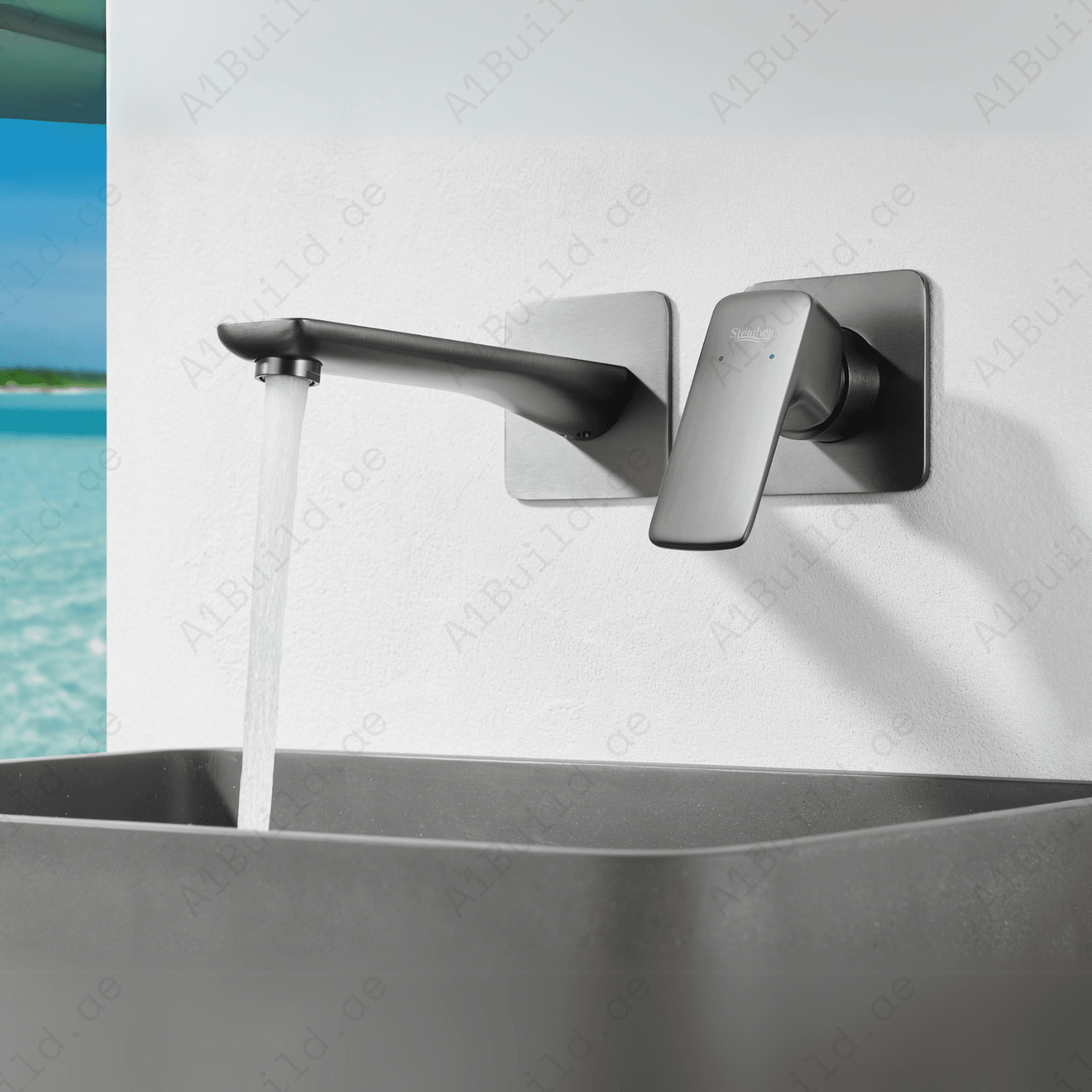 Metal Gun Wall-Mounted Two-Hole Basin Mixer – PUW-Free Industrial Tap