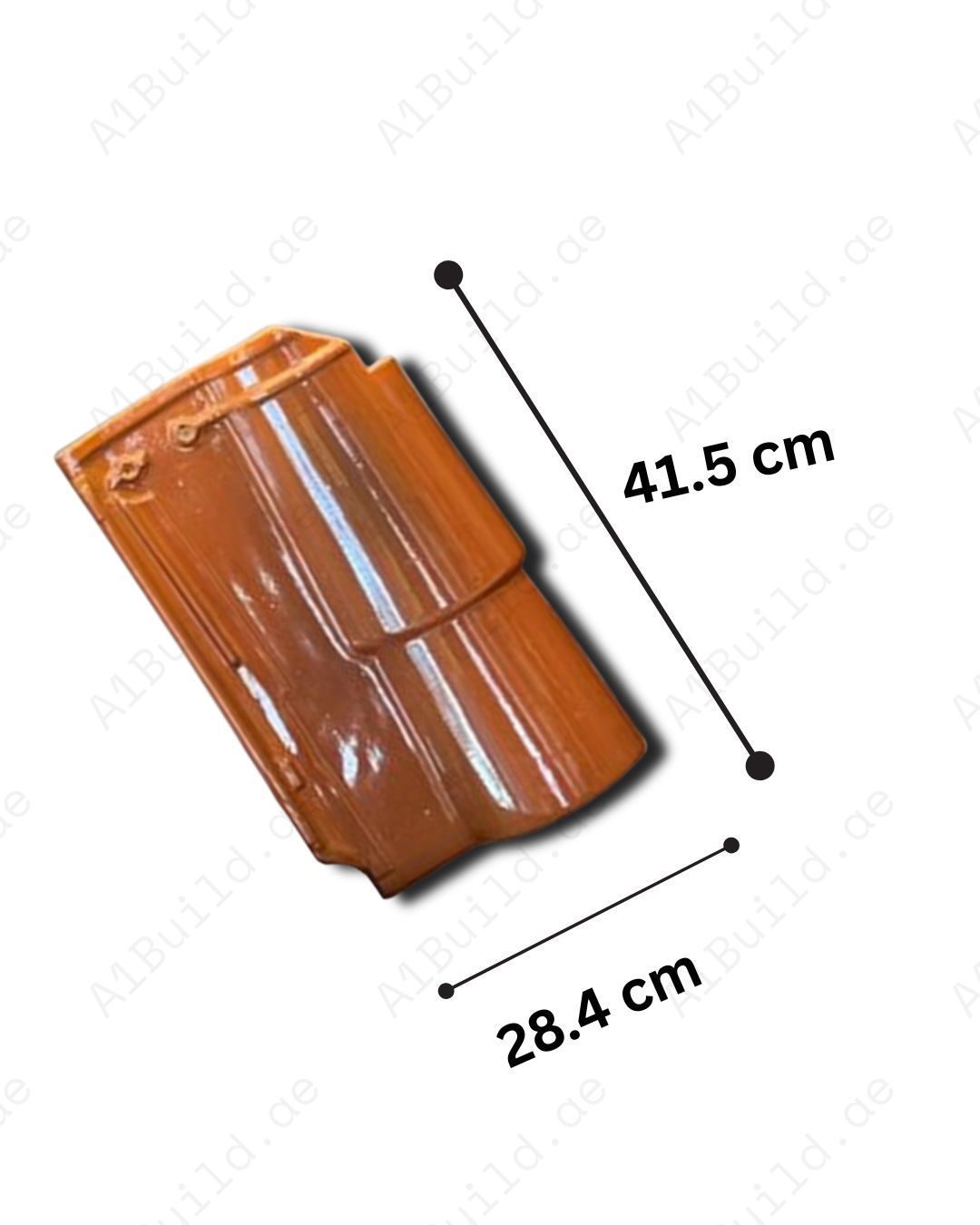 Warm Brown Earth-Tone Roof Tile 41.5×28.4 cm. Glazed ceramic, 3.2kg, 14/m². Earthy, durable, and water-resistant roofing.