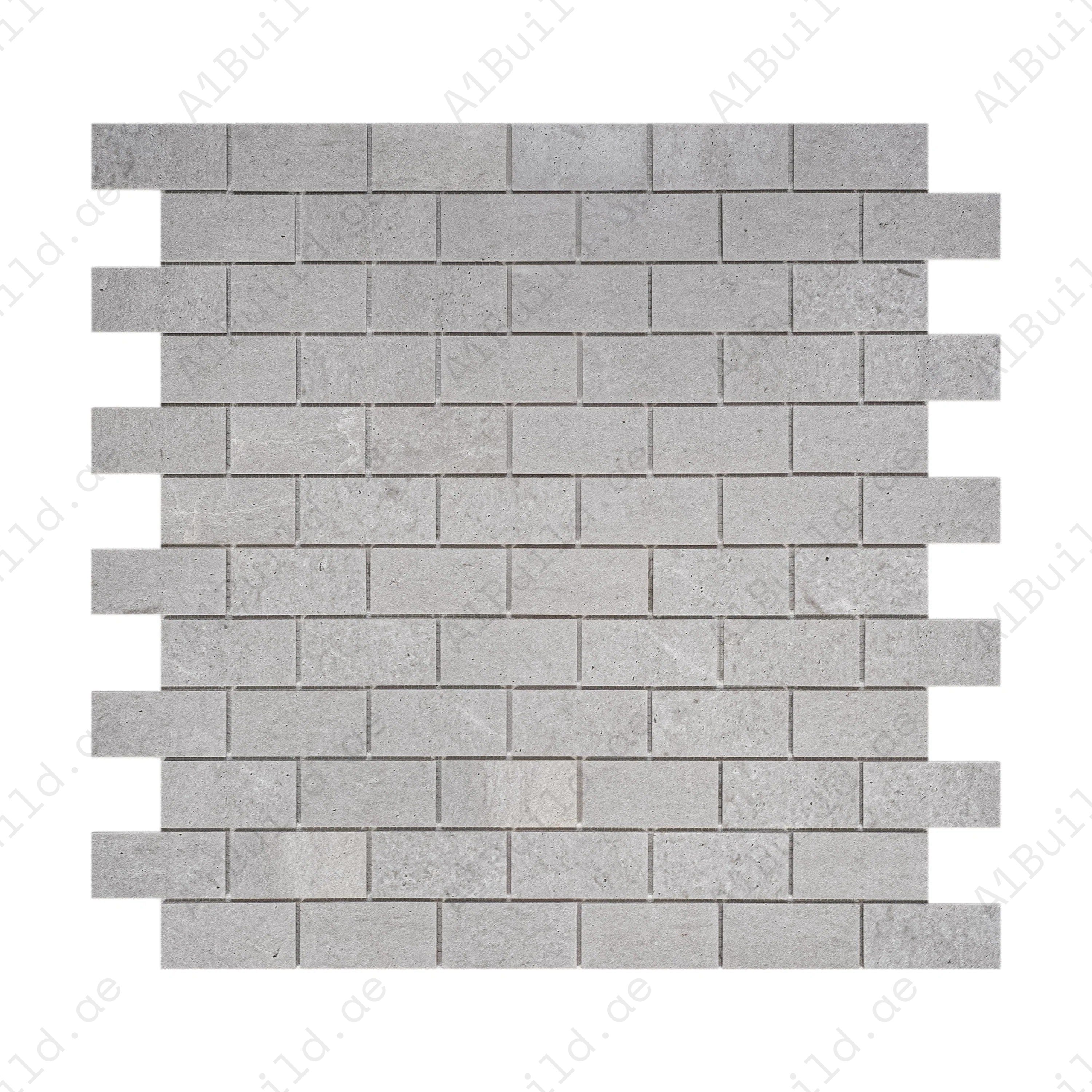 White Travertine Kwong Sal Marble Mosaic – honed brick-pattern marble for walls, backsplashes & feature areas, offering timeless elegance & durability.