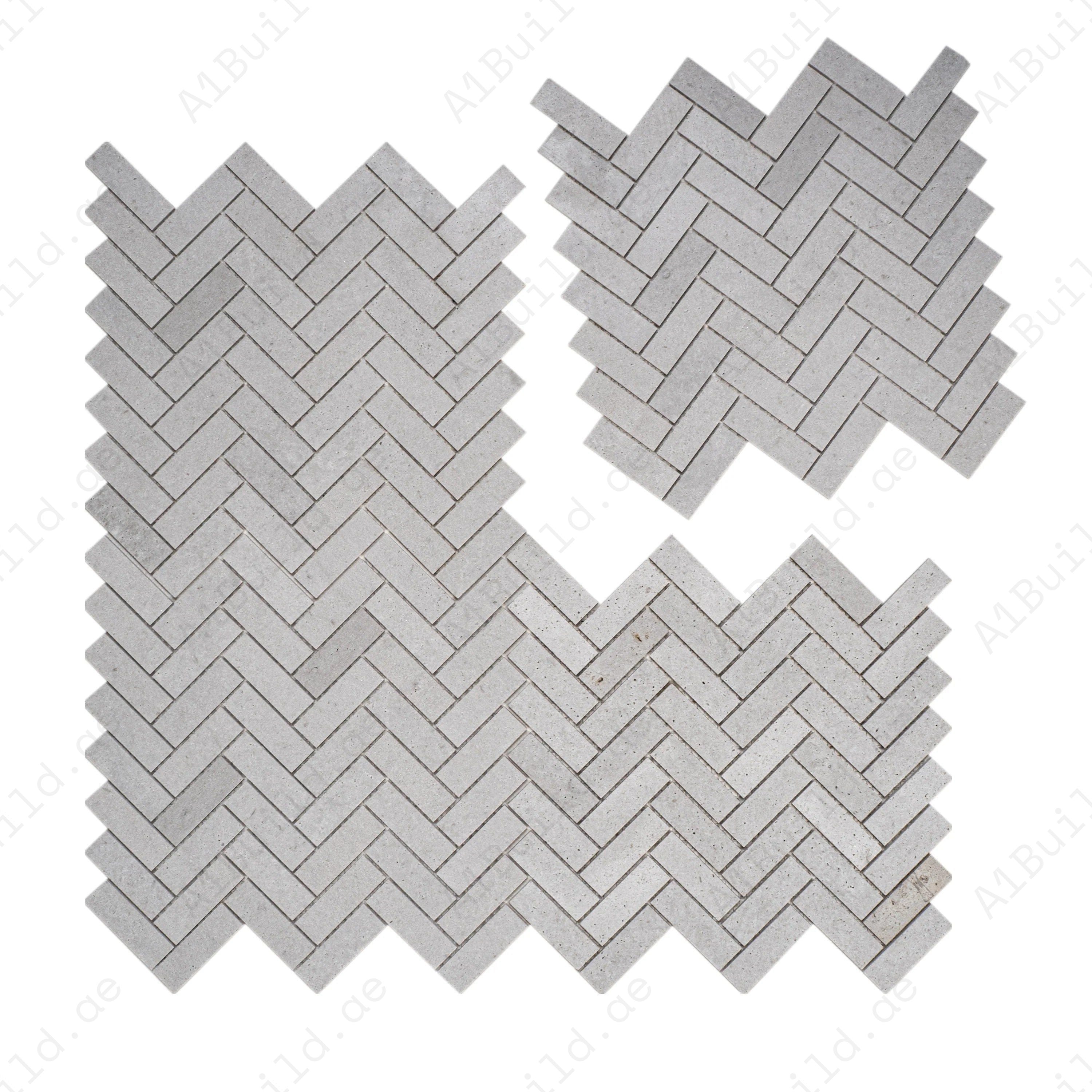 White Travertine Kwong Sal Marble Mosaic – premium honed herringbone design for walls, backsplashes, feature areas, and interiors, offering timeless luxury and elegance.