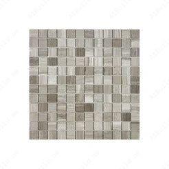 White Wood Vein polished marble mosaic with natural wood-like veining. Perfect for walls, backsplashes, and decorative interiors with a polished, elegant finish.