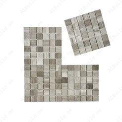 White Wood Vein polished marble mosaic with natural wood-like veining. Perfect for walls, backsplashes, and decorative interiors with a polished, elegant finish.