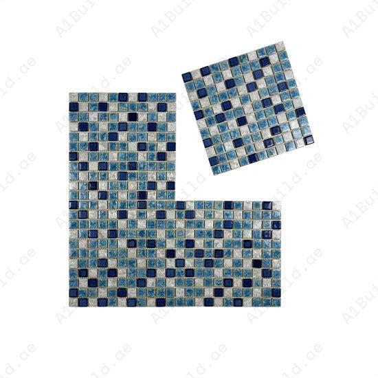 White, baby & navy blue ice crack porcelain mosaic tiles for pools & spas. Durable, UV-resistant, slip-safe & eco-friendly. Perfect for luxury designs.