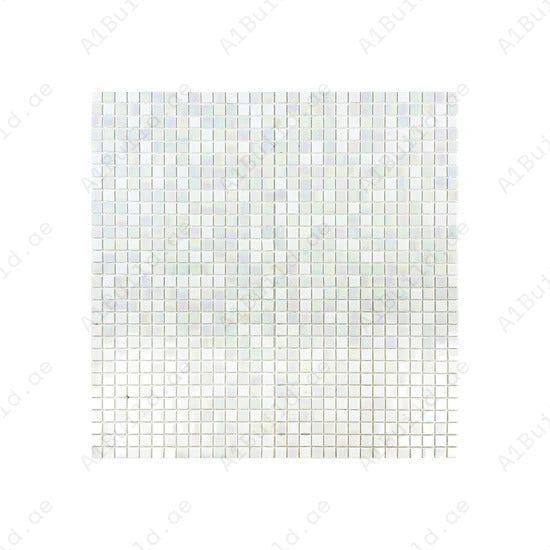 White iridescent glass mosaic tiles for pools, spas & water features. UV-resistant, slip-proof & eco-friendly—perfect for luxury aquatic designs in Dubai.