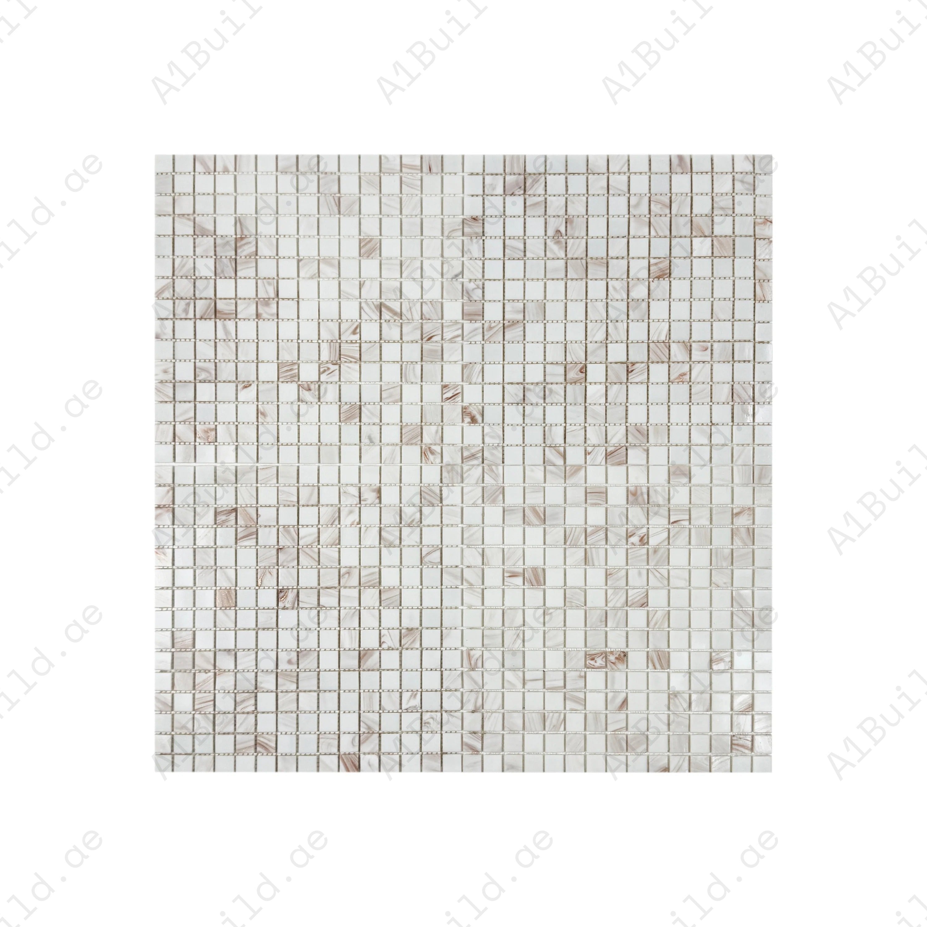 White with Gold Line Hot Melt Glass Mosaic tiles – slip-resistant, UV-stable, eco-friendly, and durable. Perfect for pools, spas, and water features in Dubai.