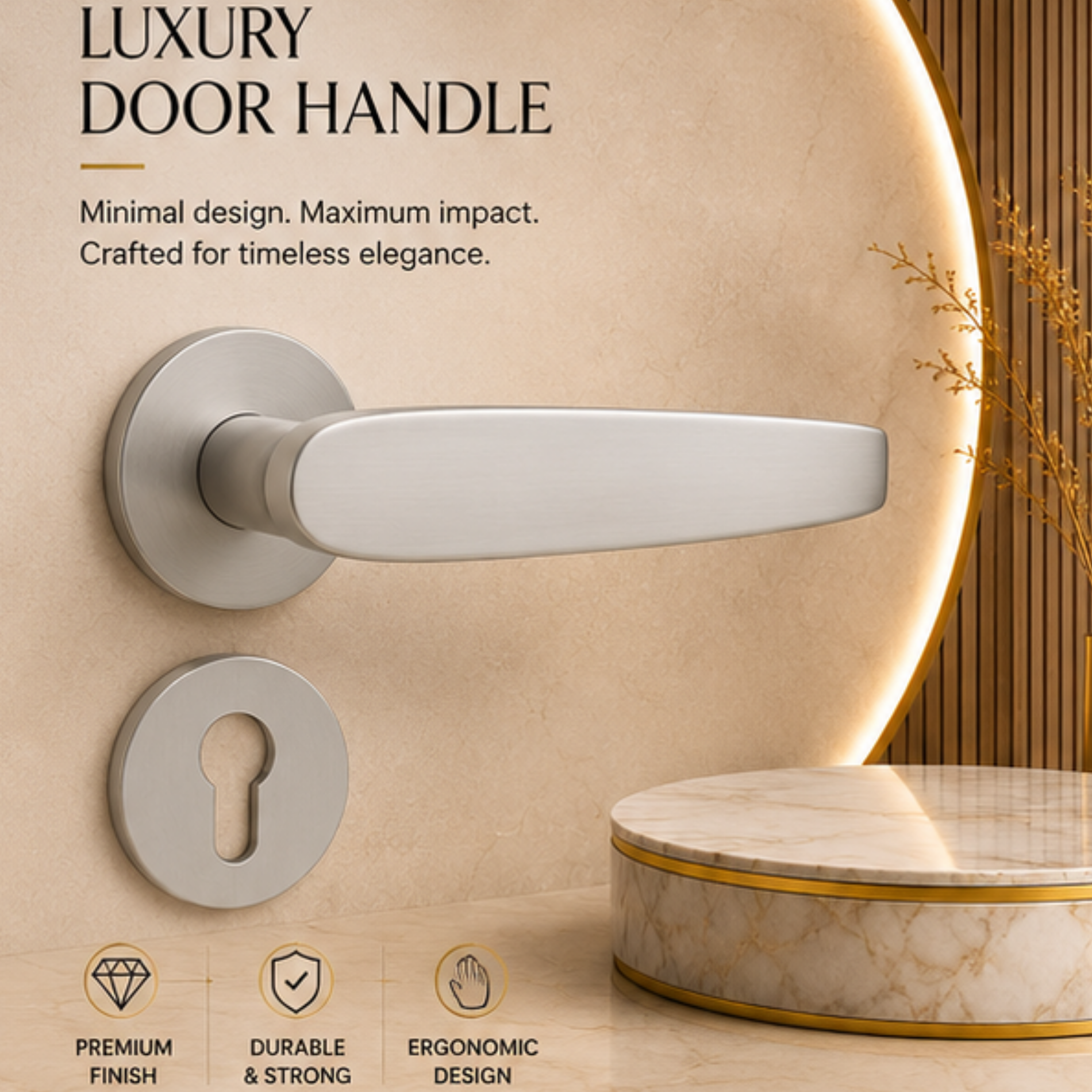 ZR-688 premium zinc alloy door lock handle in Matt Satin Nickel finish. Durable modern architectural hardware for homes, offices, and hotels.