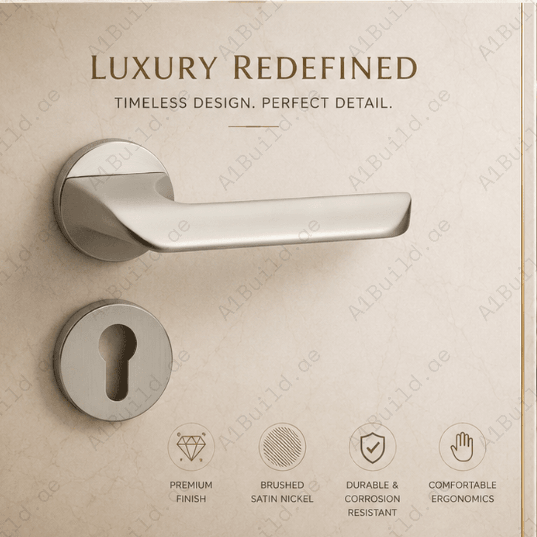 ZR180606 Cylenik Lerk door handle in zinc alloy with Black Satin Nickel and MSN PVD finish. Durable 149x53mm luxury handle for modern interiors.