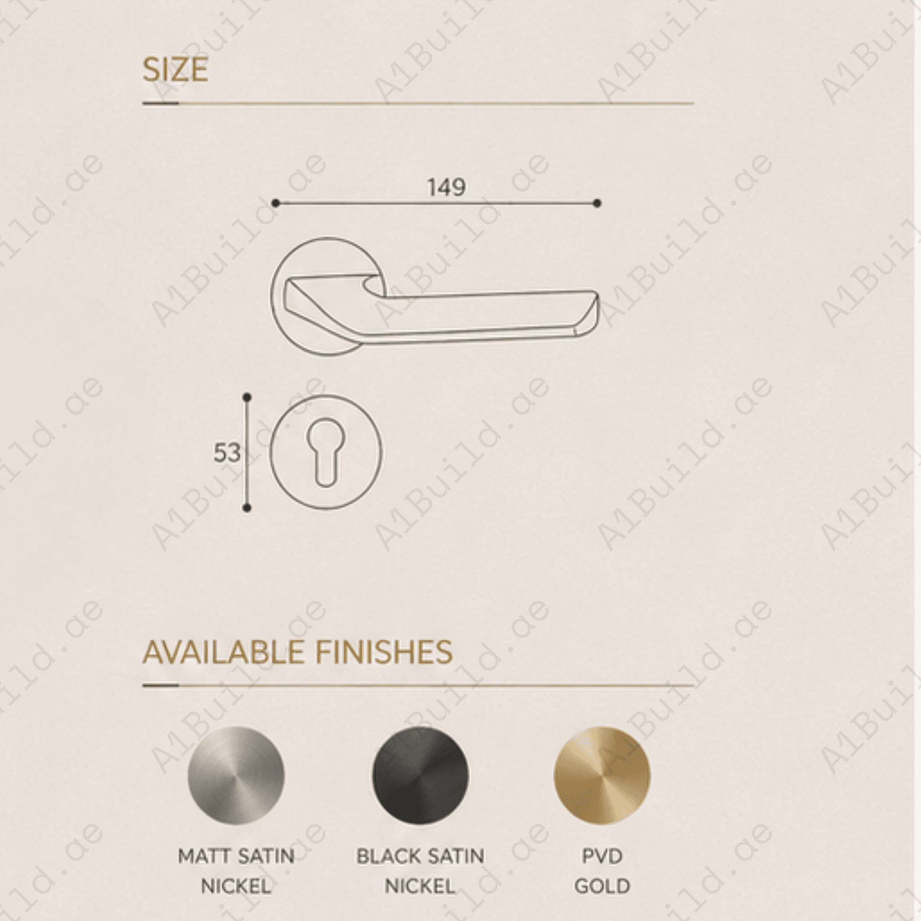 ZR180606 Cylenik Lerk door handle in zinc alloy with Black Satin Nickel and MSN PVD finish. Durable 149x53mm luxury handle for modern interiors.