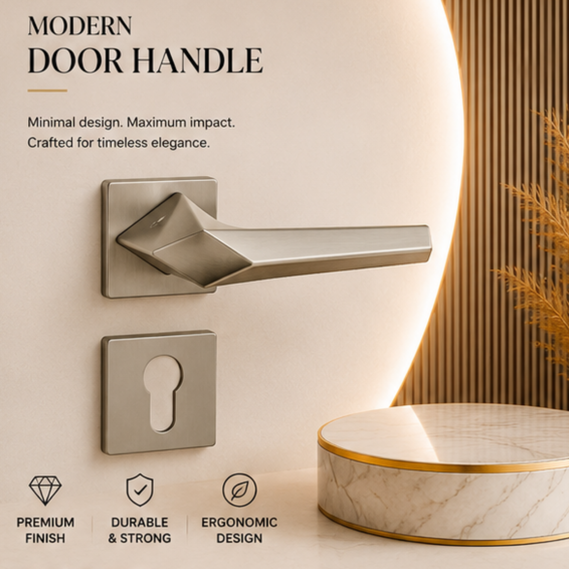 ZR200819 premium zinc alloy door lock handle in Matt Satin Nickel finish. Durable architectural hardware for luxury homes, offices, and modern interiors.