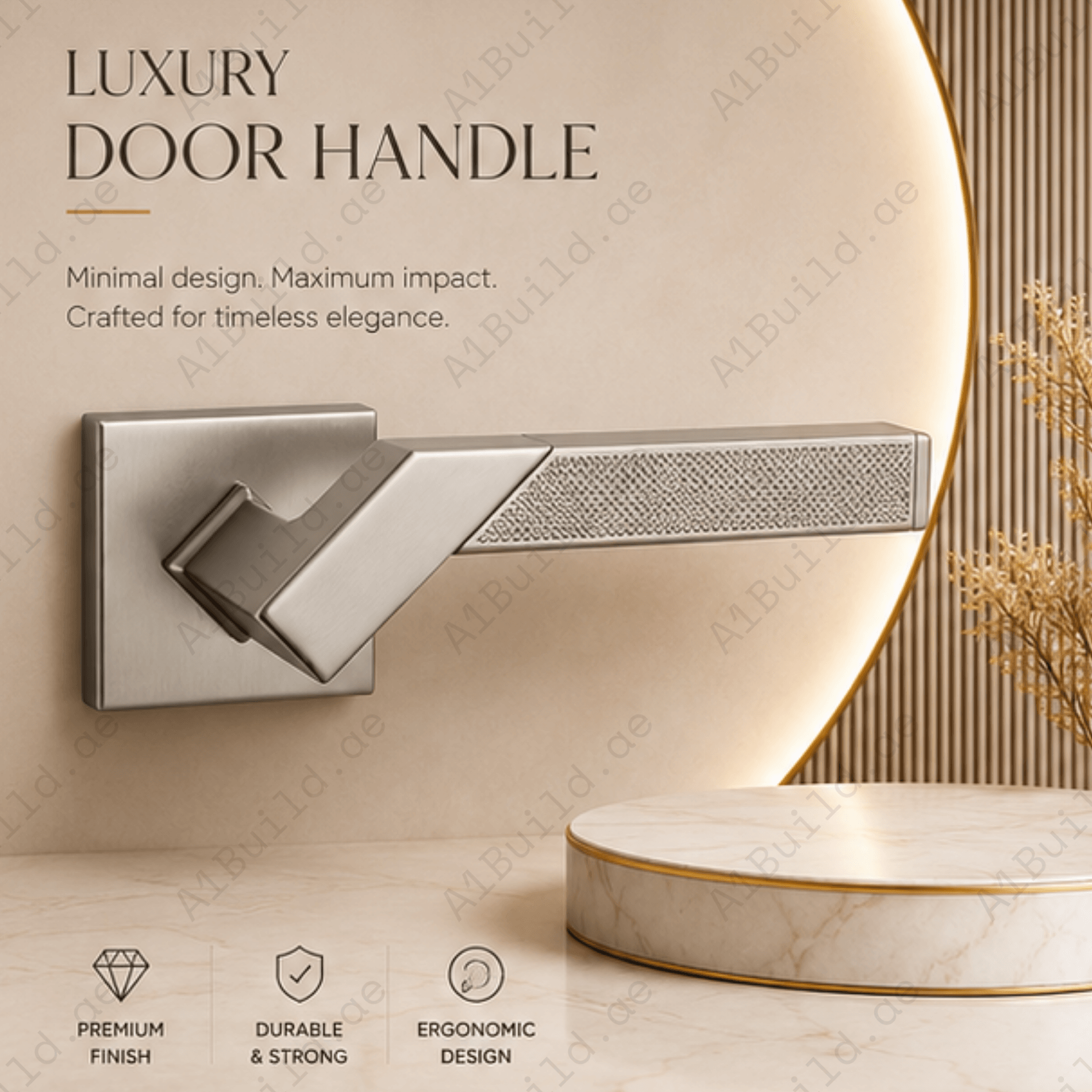 ZR210146 luxury zinc alloy door handle in Black Satin Nickel, Matt Satin Nickel and Satin Brass finishes for elegant modern interiors.