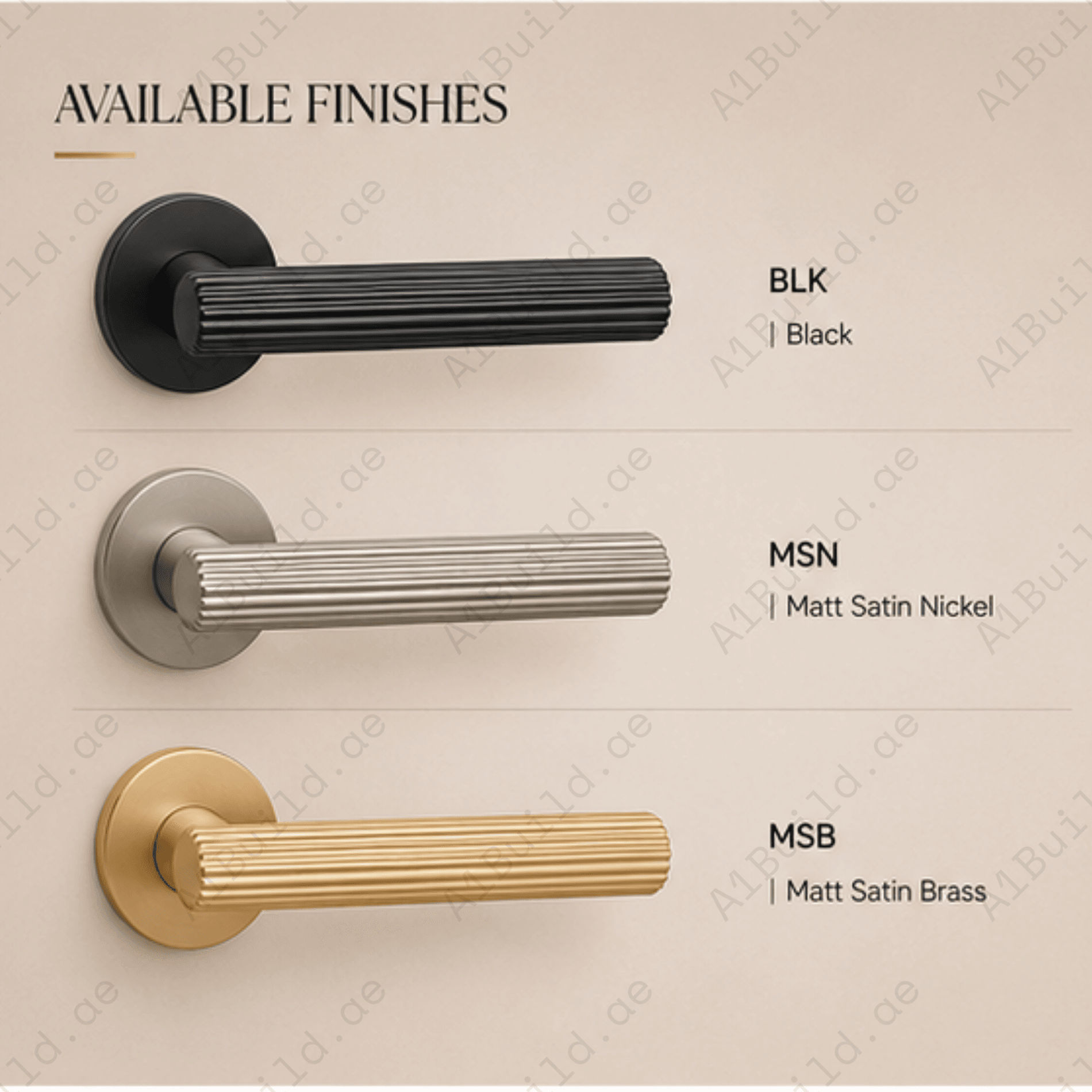 ZR210958 luxury zinc alloy door handle in Black, Matt Satin Nickel and Matt Satin Brass finishes. Premium designer hardware for modern interiors.